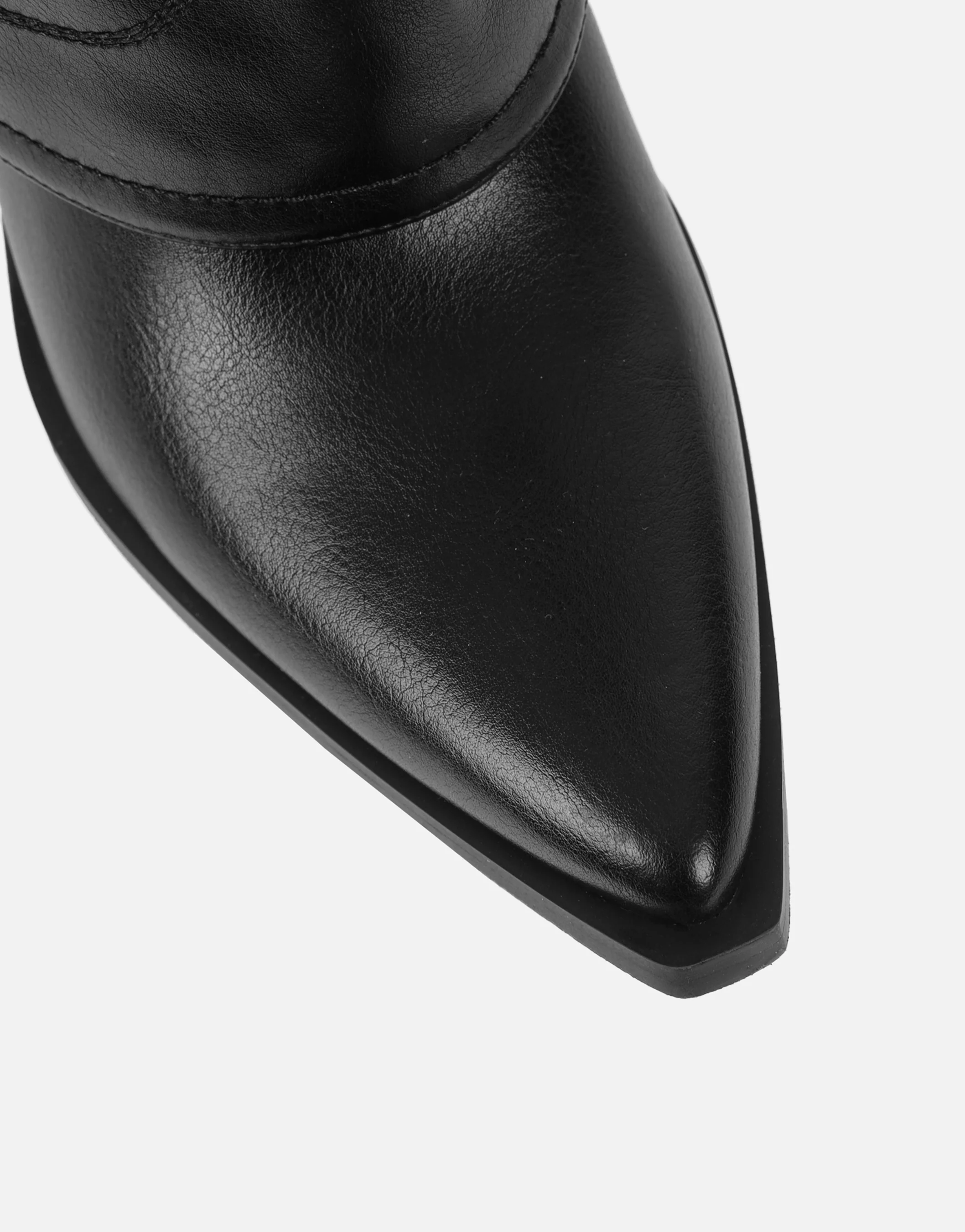 Liston Black Western Stitch Detail Heeled Boots - Image 4