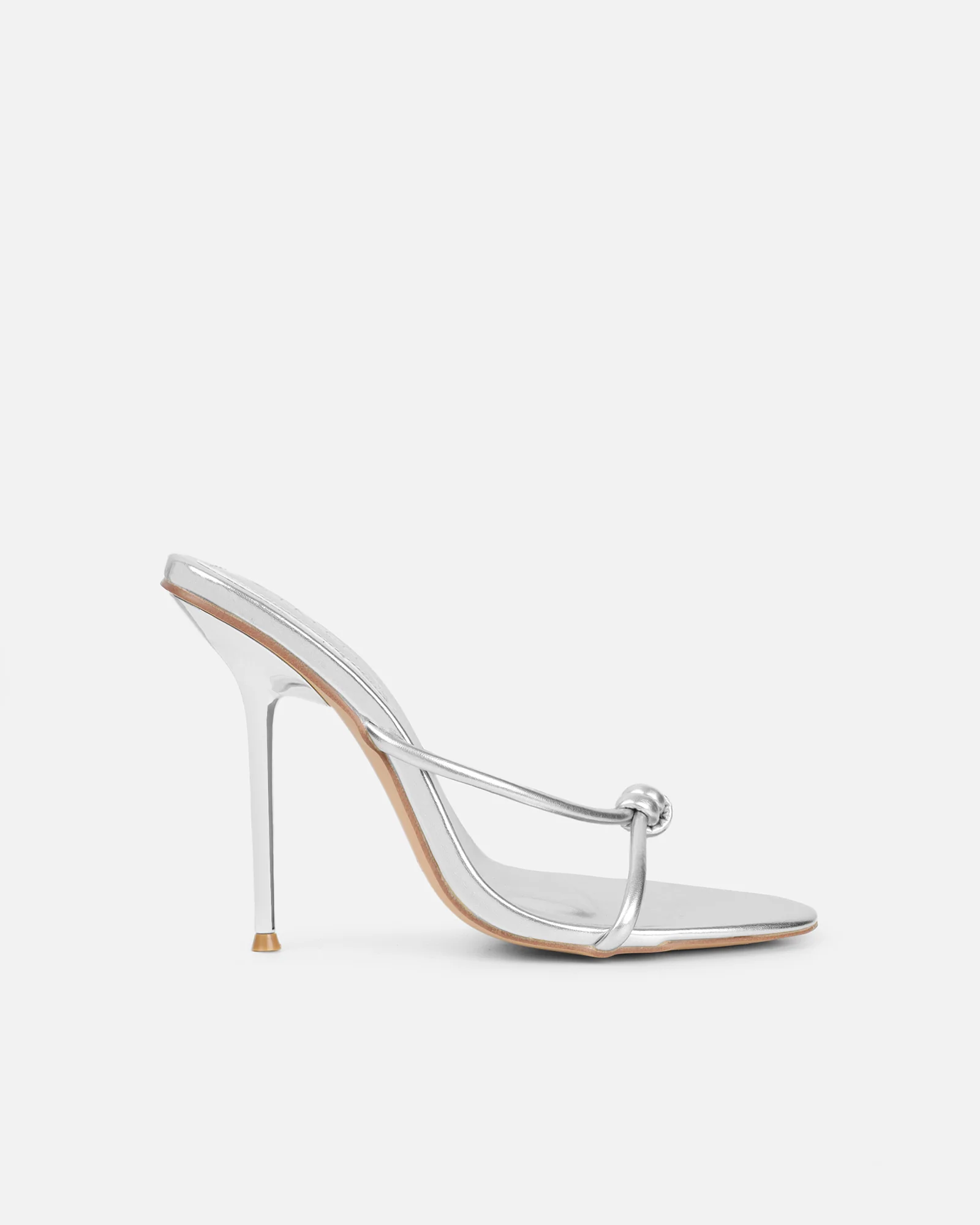 Louna Silver Metallic Twist Heeled Sandals - Image 2