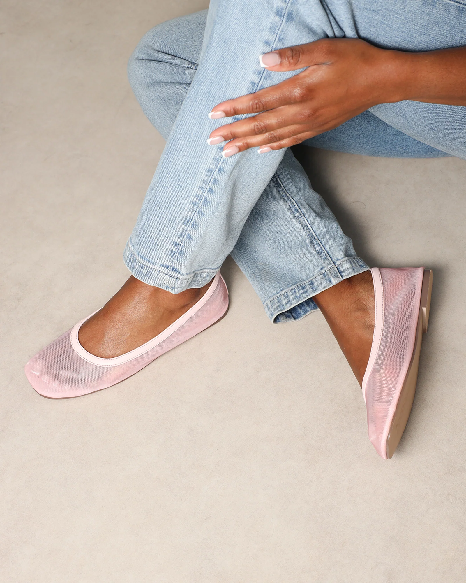 Luanne Pink Mesh Ballerina Flats
