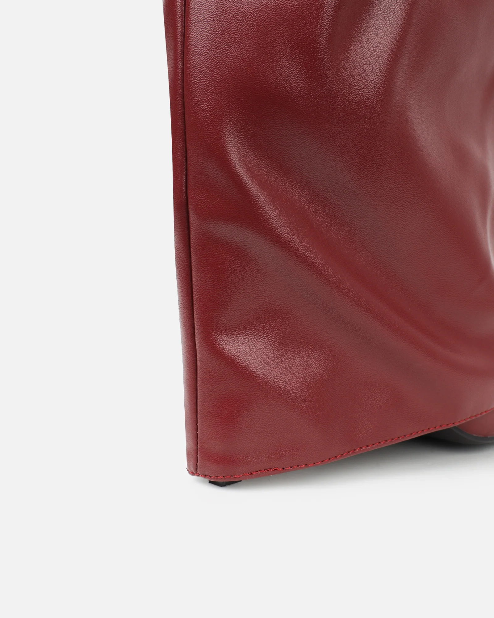 Lukas Burgundy Ruched Fold Over Knee High Boots - Image 3
