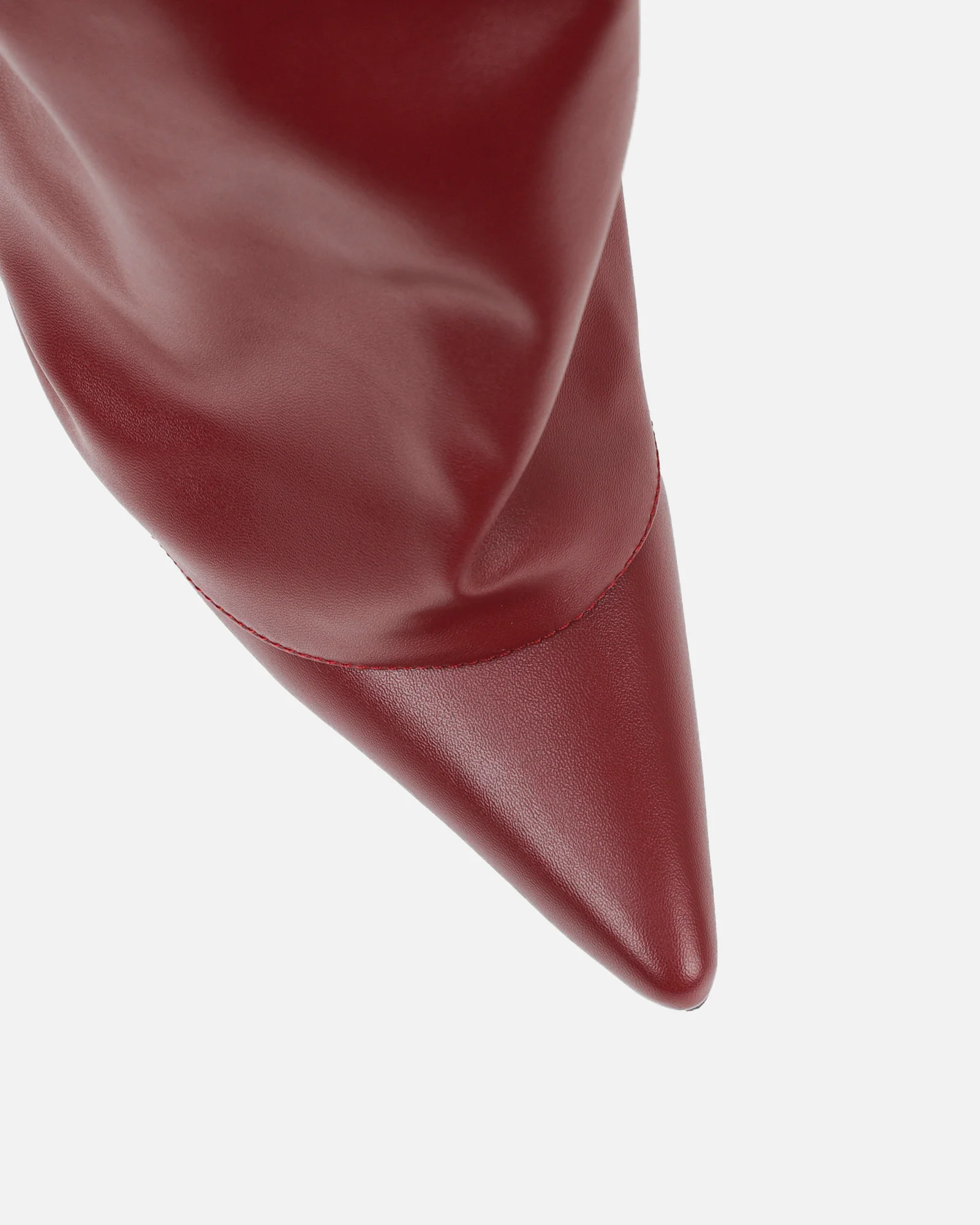 Lukas Burgundy Ruched Fold Over Knee High Boots - Image 4