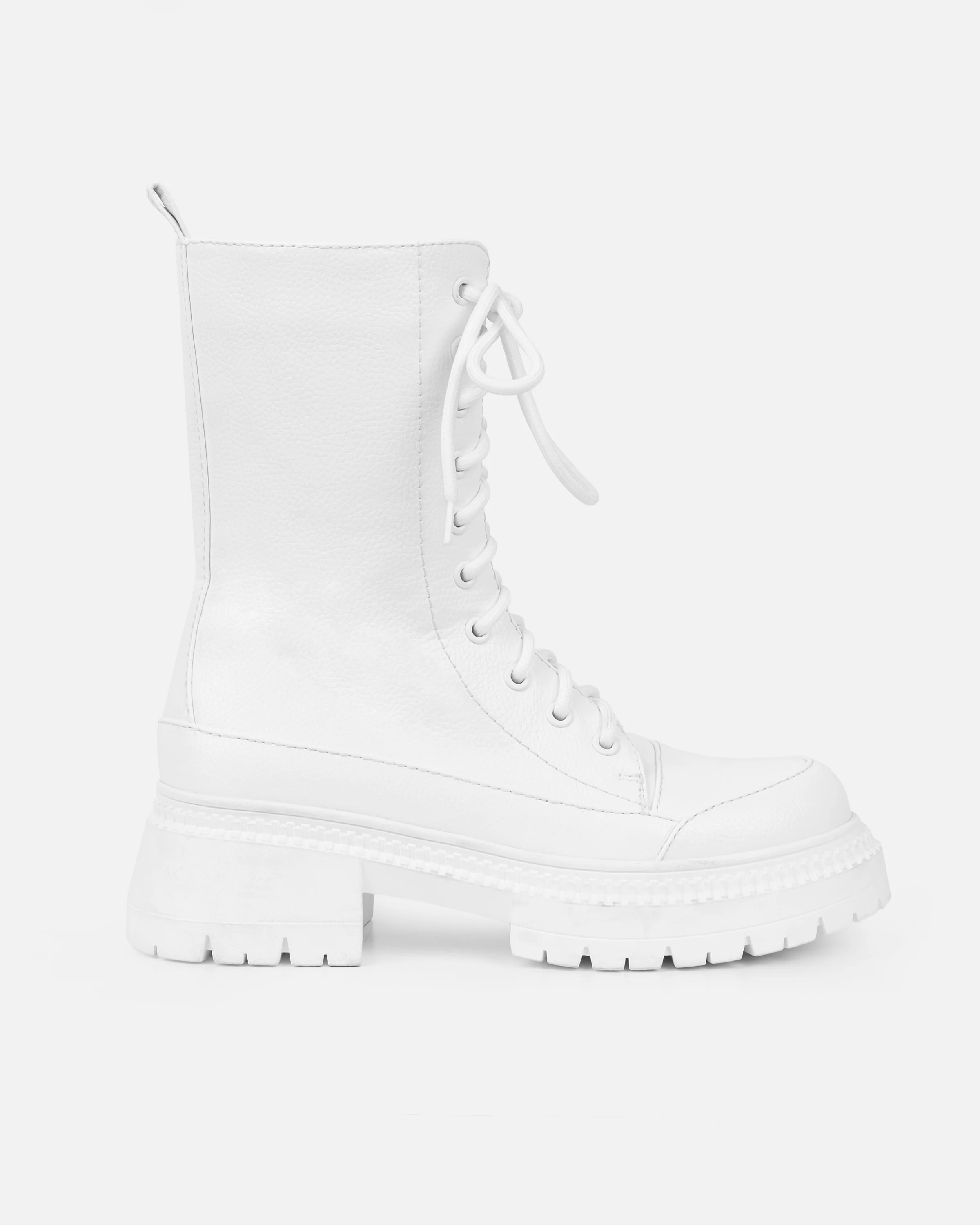 Luke White Lace Up Chunky Boots - Image 2