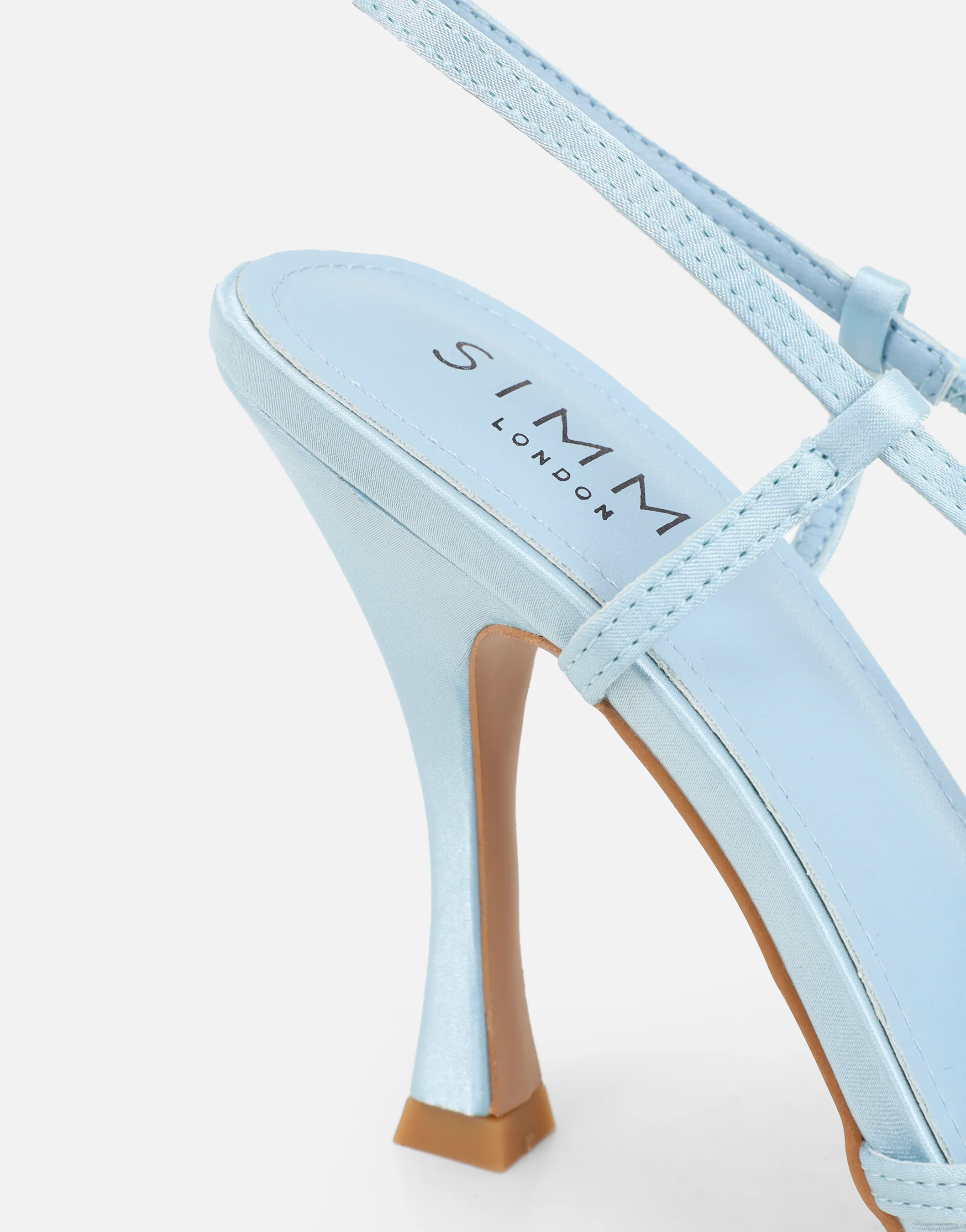 Lulu Blue Satin Mesh Flower Heeled Sandals - Image 3
