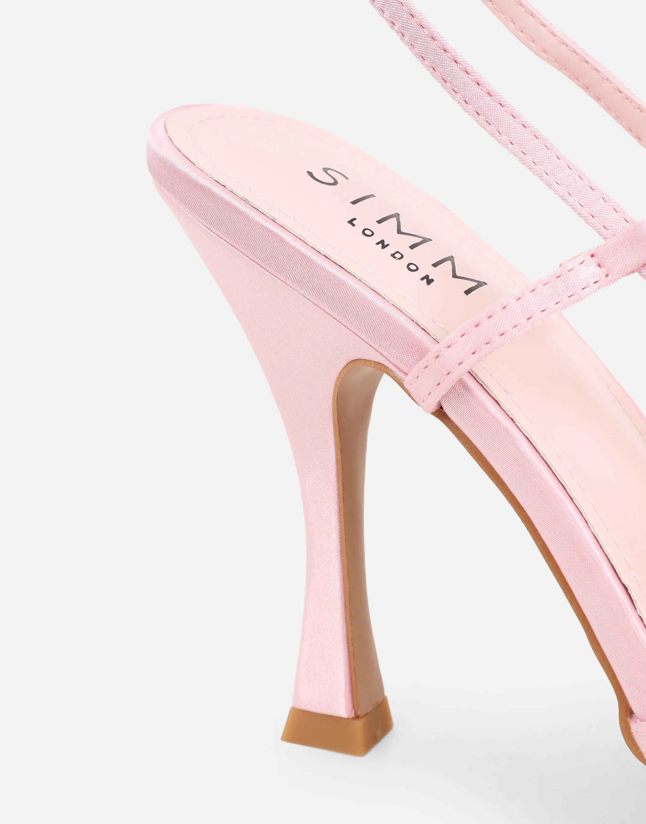 Lulu Pink Satin Mesh Flower Heeled Sandals - Image 3
