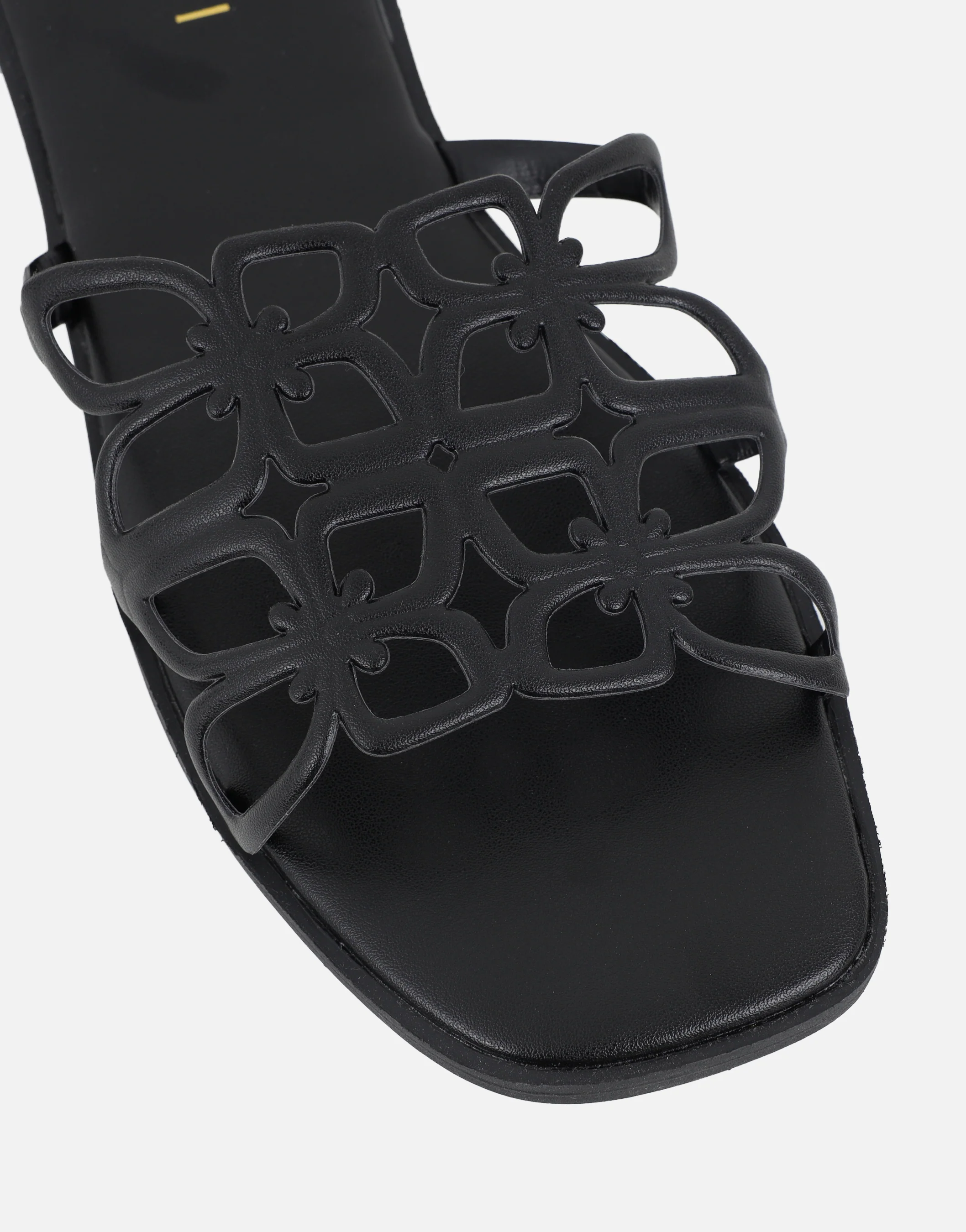 Lumi Black Slip On Flat Sandals - Image 4