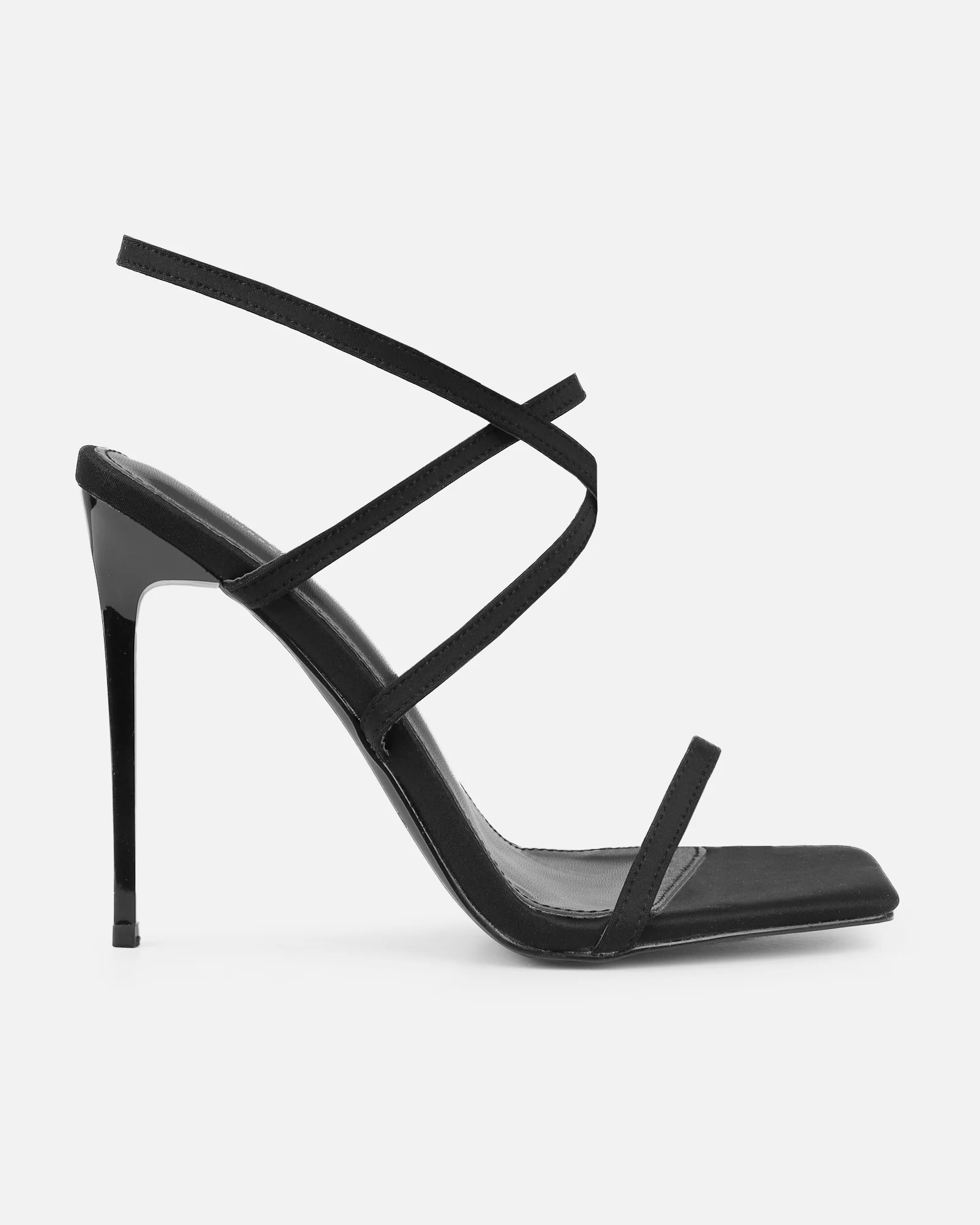 Macenna Black Lycra Heeled Sandals - Image 2