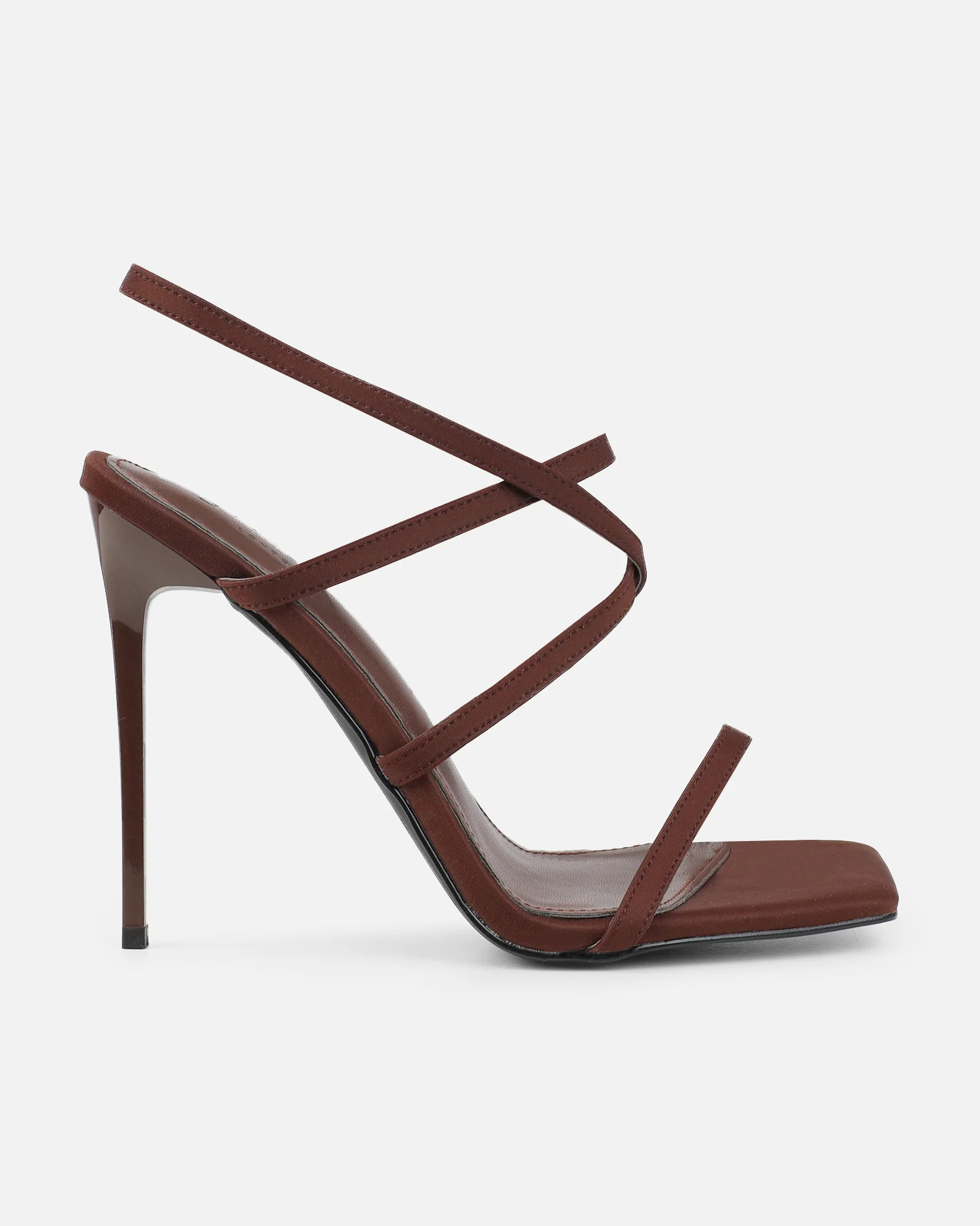 Macenna Brown Lycra Heeled Sandals - Image 2