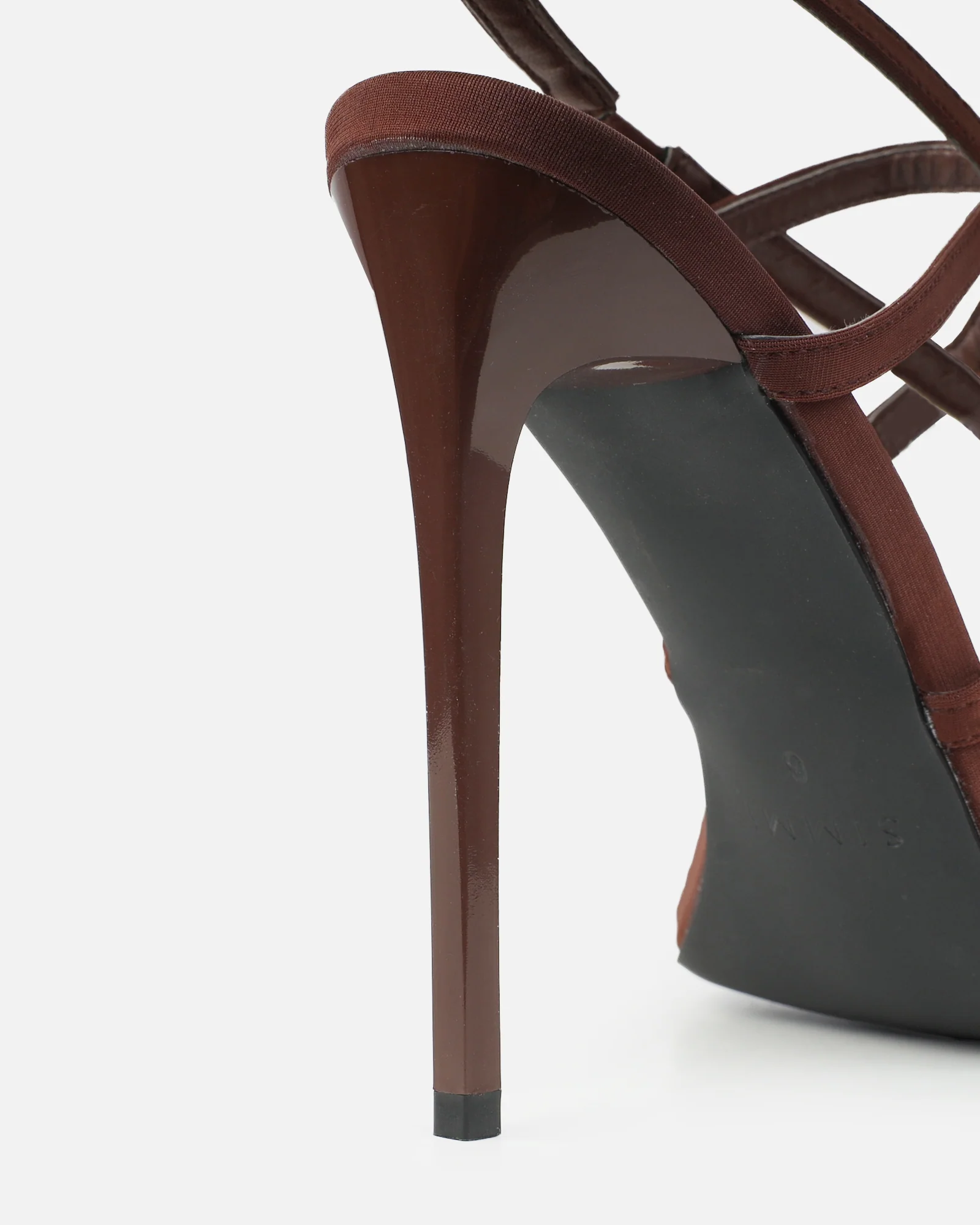 Macenna Brown Lycra Heeled Sandals - Image 3