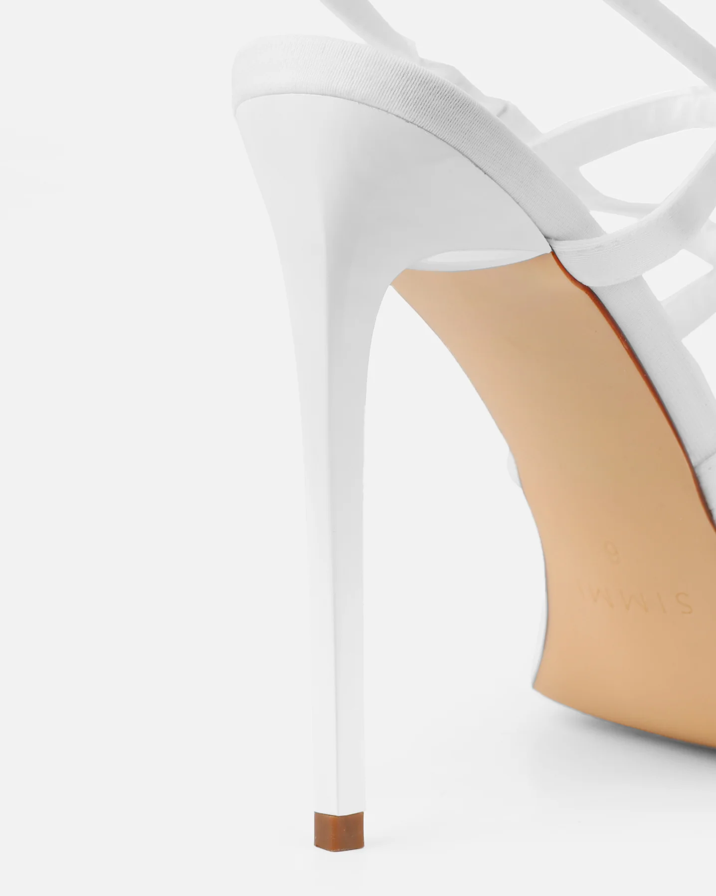 Macenna White Lycra Heeled Sandals - Image 3
