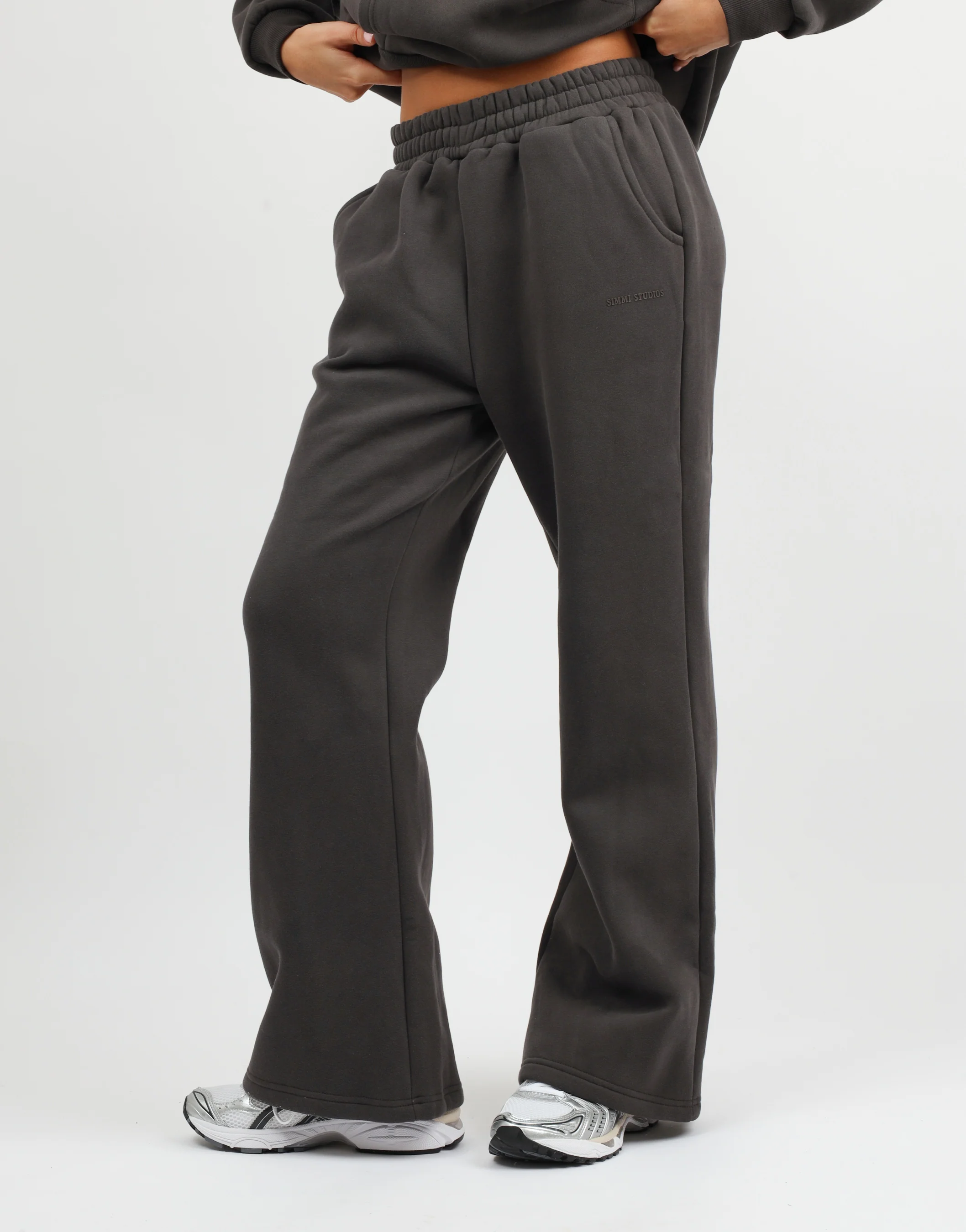 Maddie Simmi Studios Essentials Flared Joggers in Dark Grey - Image 2