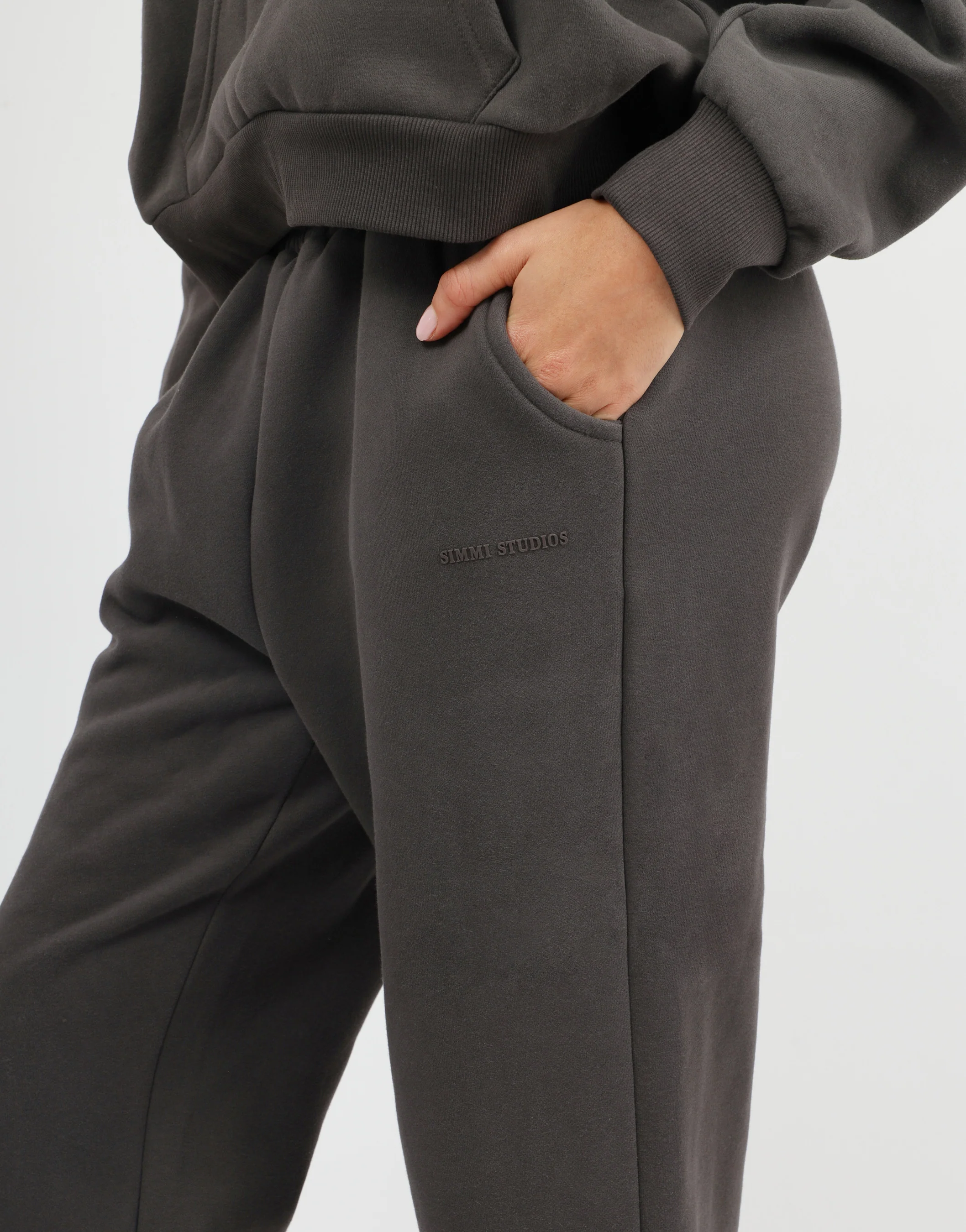 Maddie Simmi Studios Essentials Flared Joggers in Dark Grey - Image 4