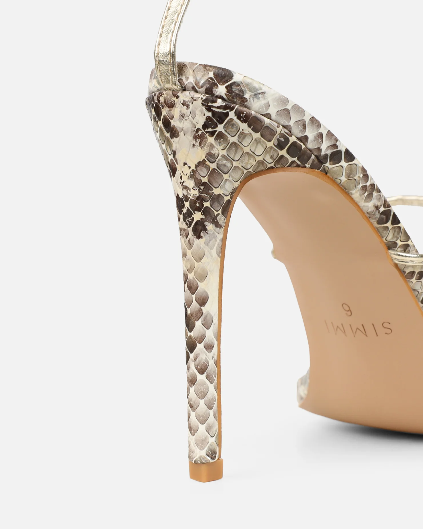 Madia Gold Faux Snake Strappy Heeled Sandals - Image 3