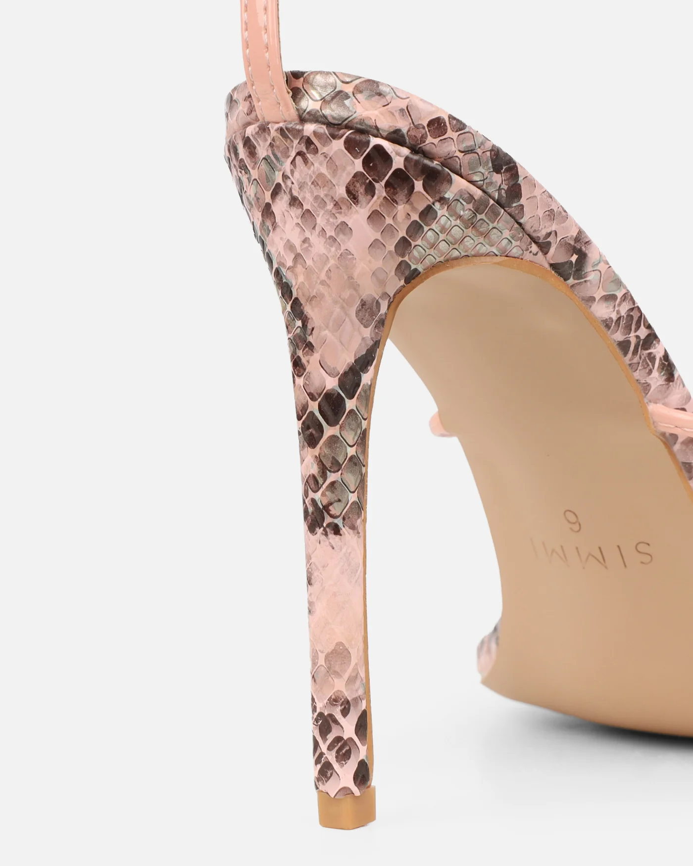 Madia Pink Faux Snake Strappy Heeled Sandals - Image 3