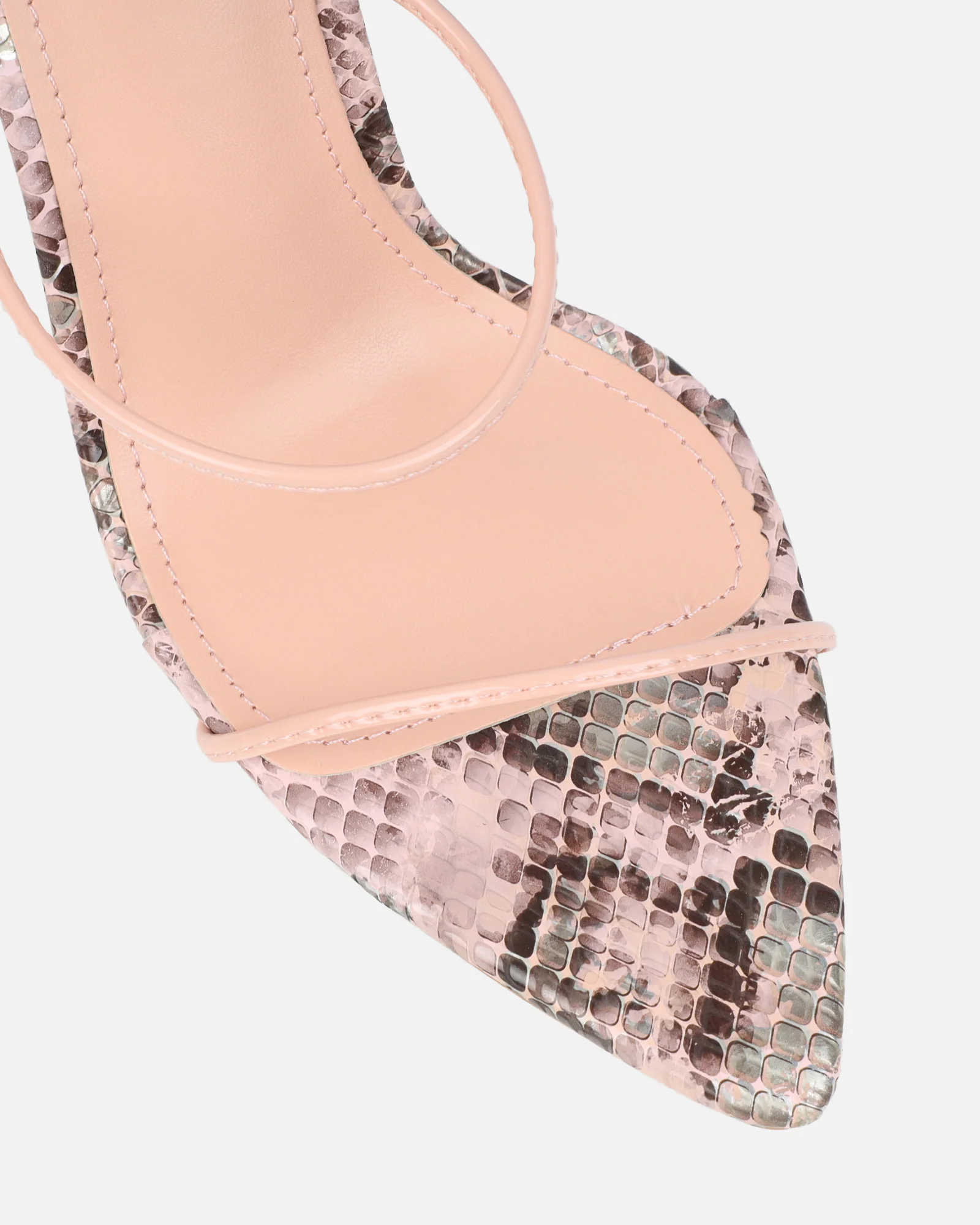 Madia Pink Faux Snake Strappy Heeled Sandals - Image 4