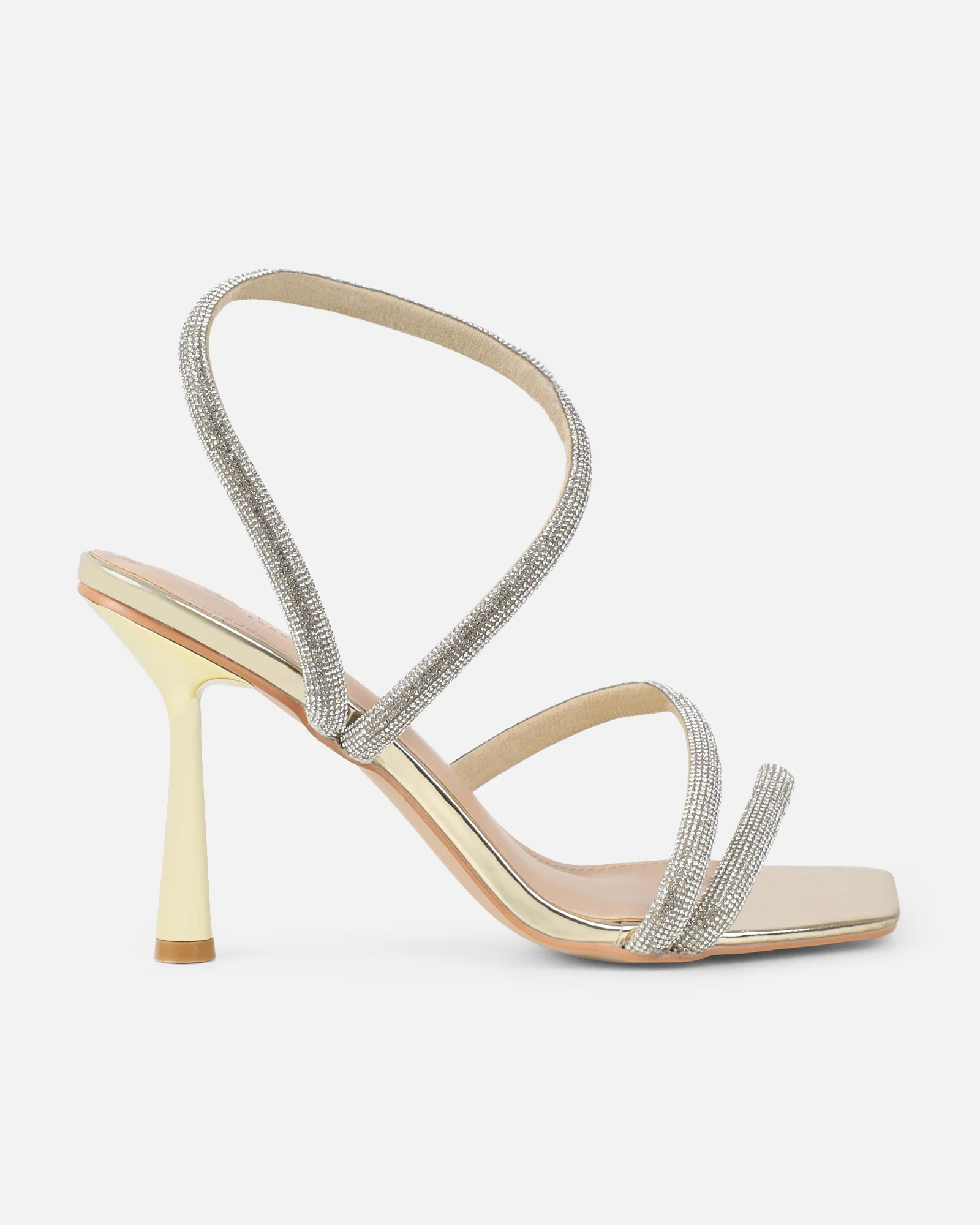 Maella Gold Mirror Diamante Heeled Sandals - Image 2