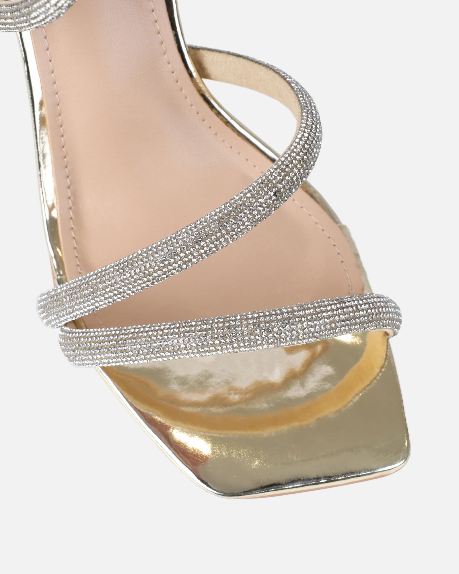Maella Gold Mirror Diamante Heeled Sandals - Image 4