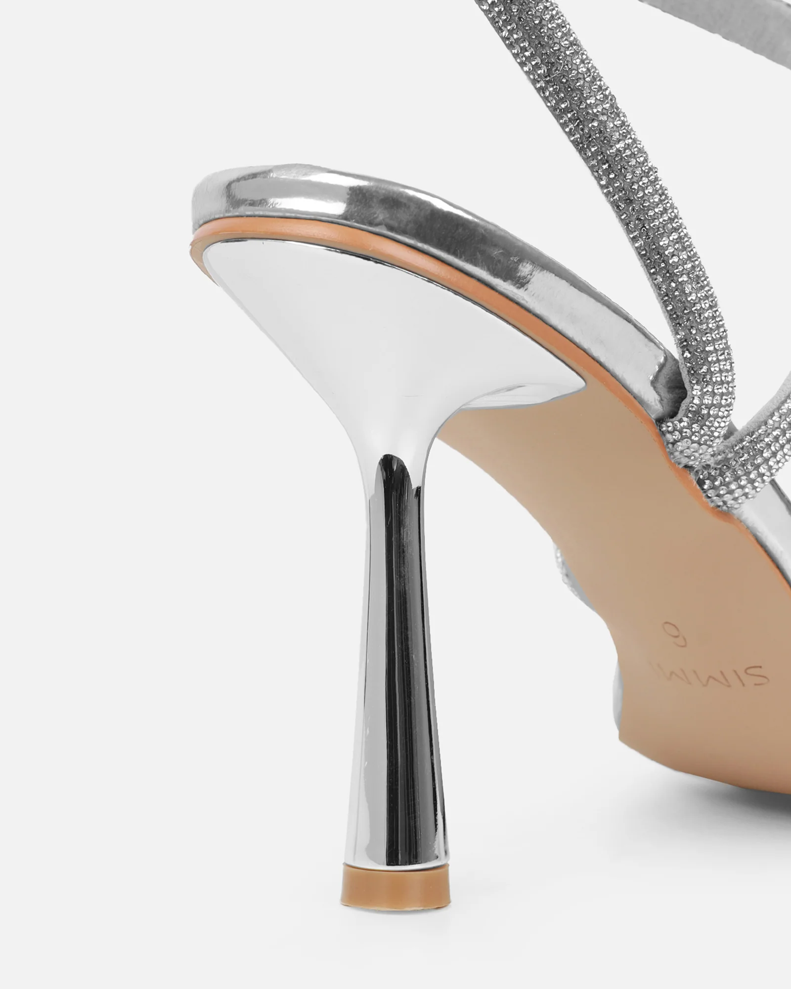 Maella Silver Mirror Diamante Heeled Sandals - Image 3