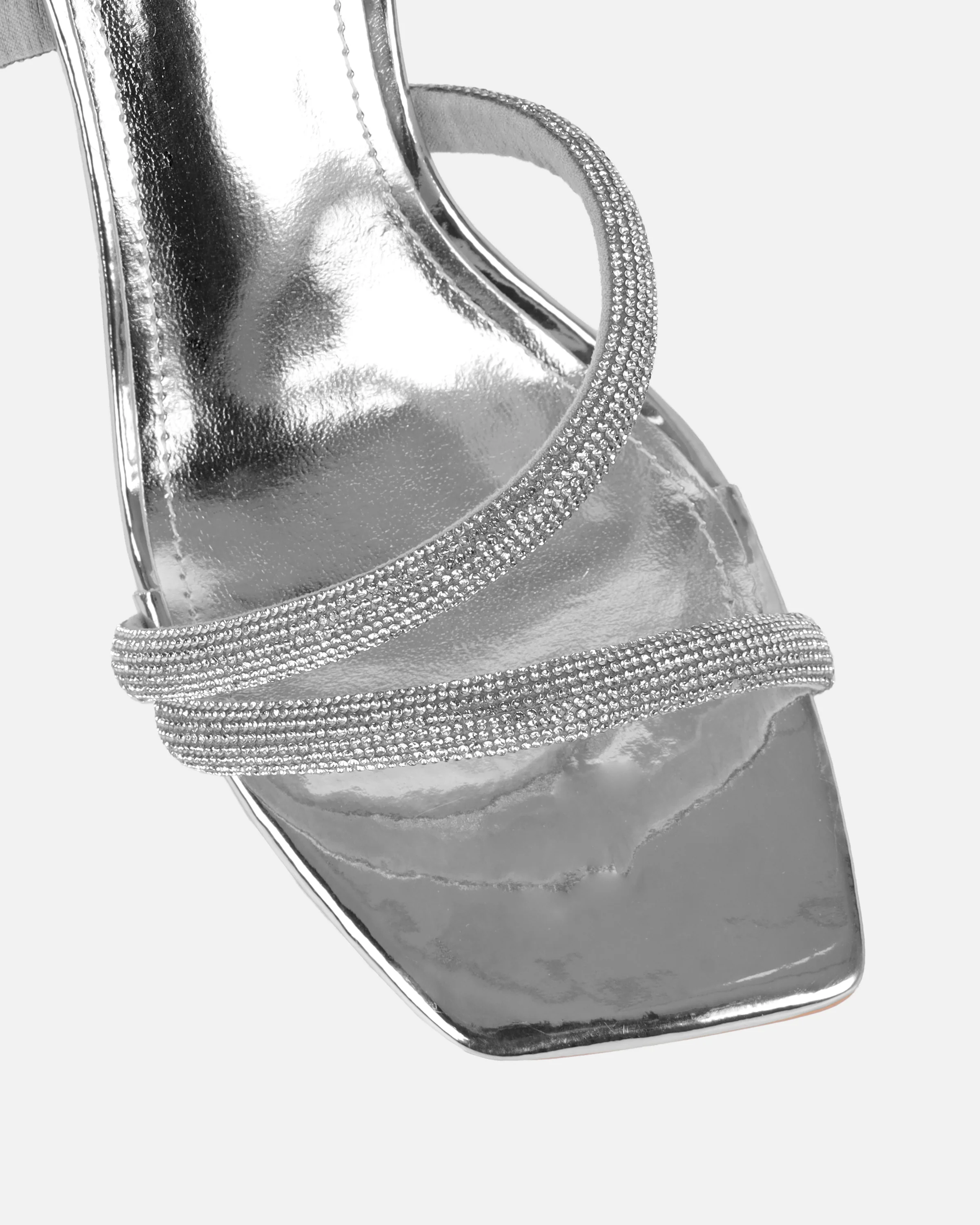 Maella Silver Mirror Diamante Heeled Sandals - Image 4