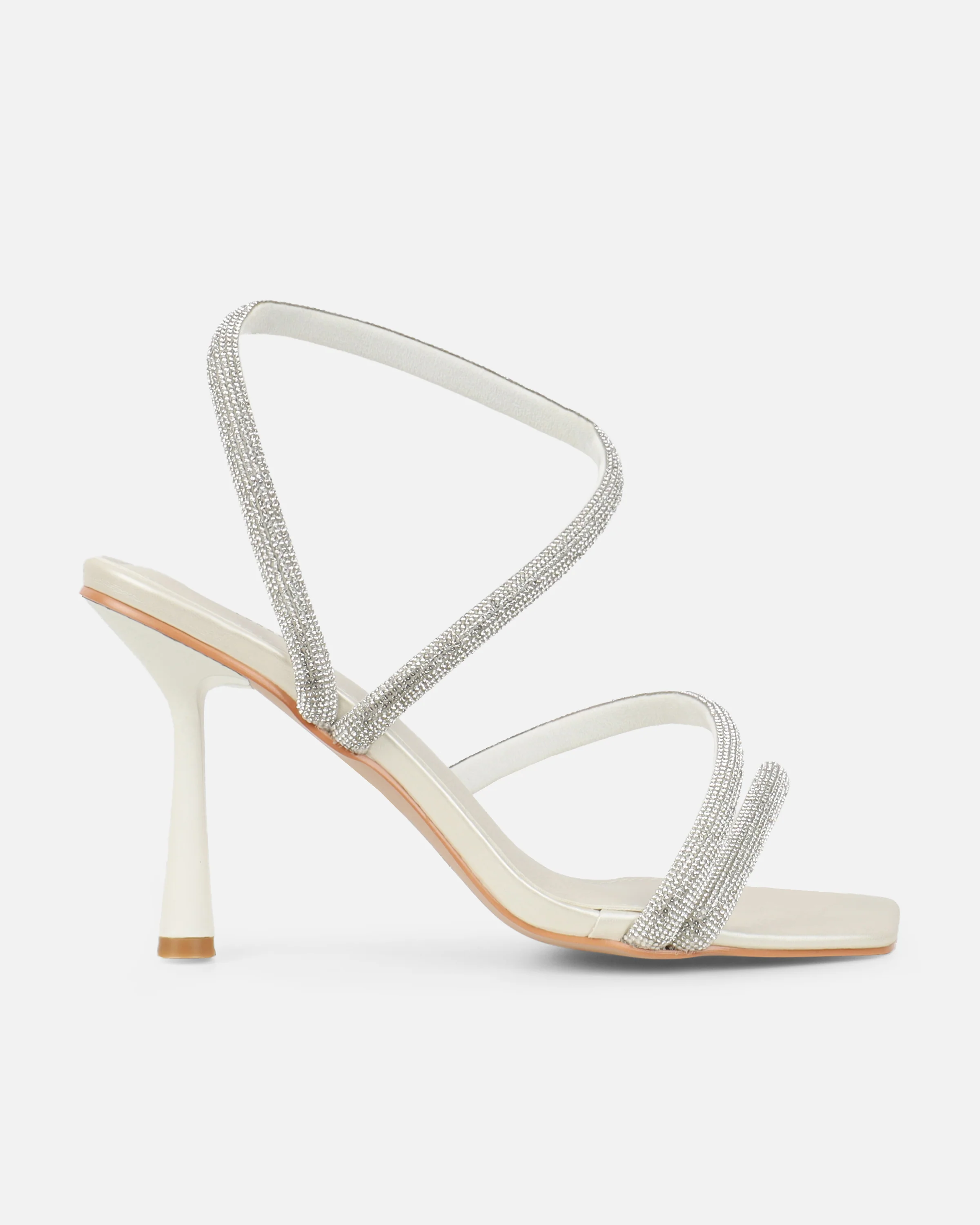 Maella White Pearl Diamante Heeled Sandals - Image 2