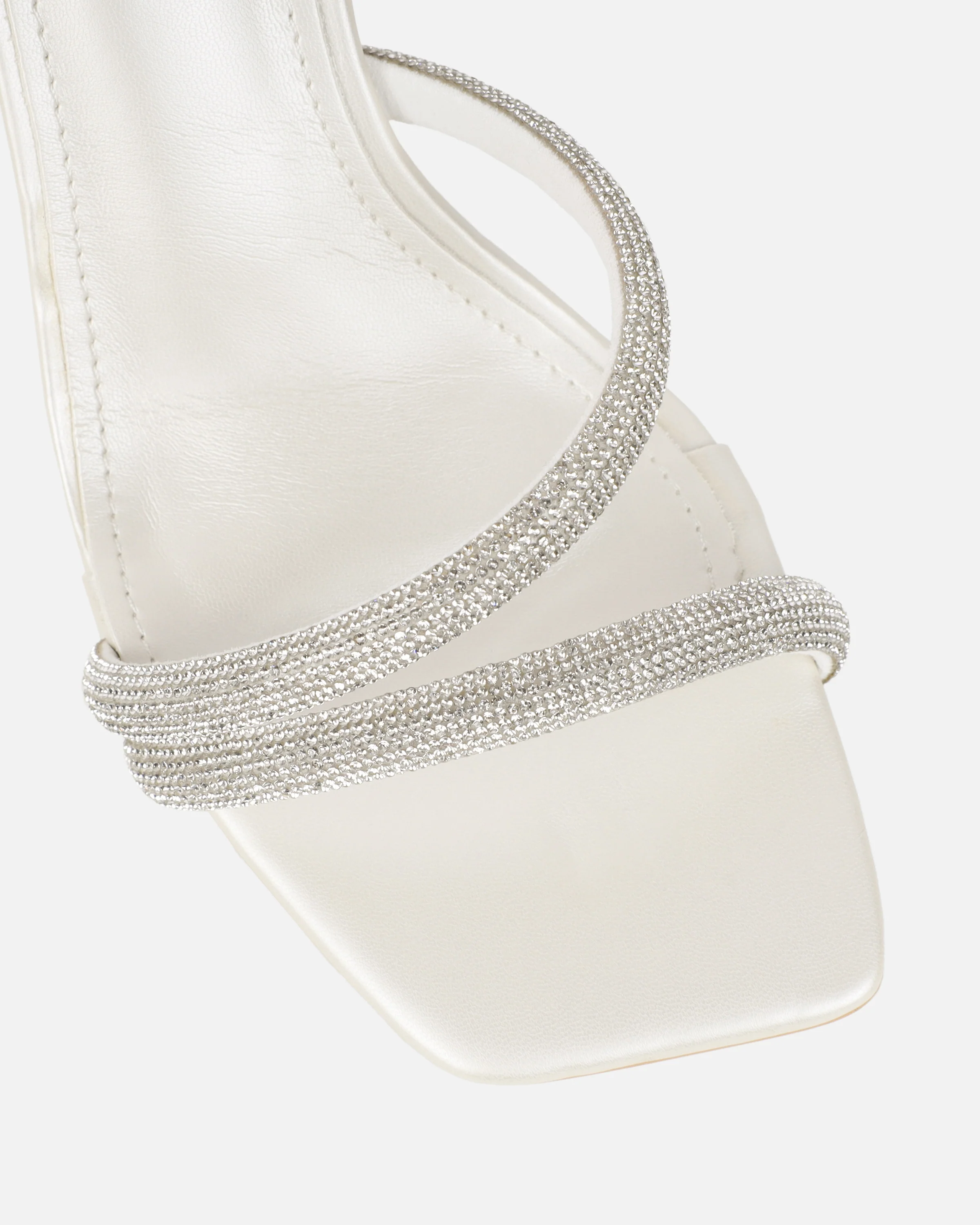 Maella White Pearl Diamante Heeled Sandals - Image 4