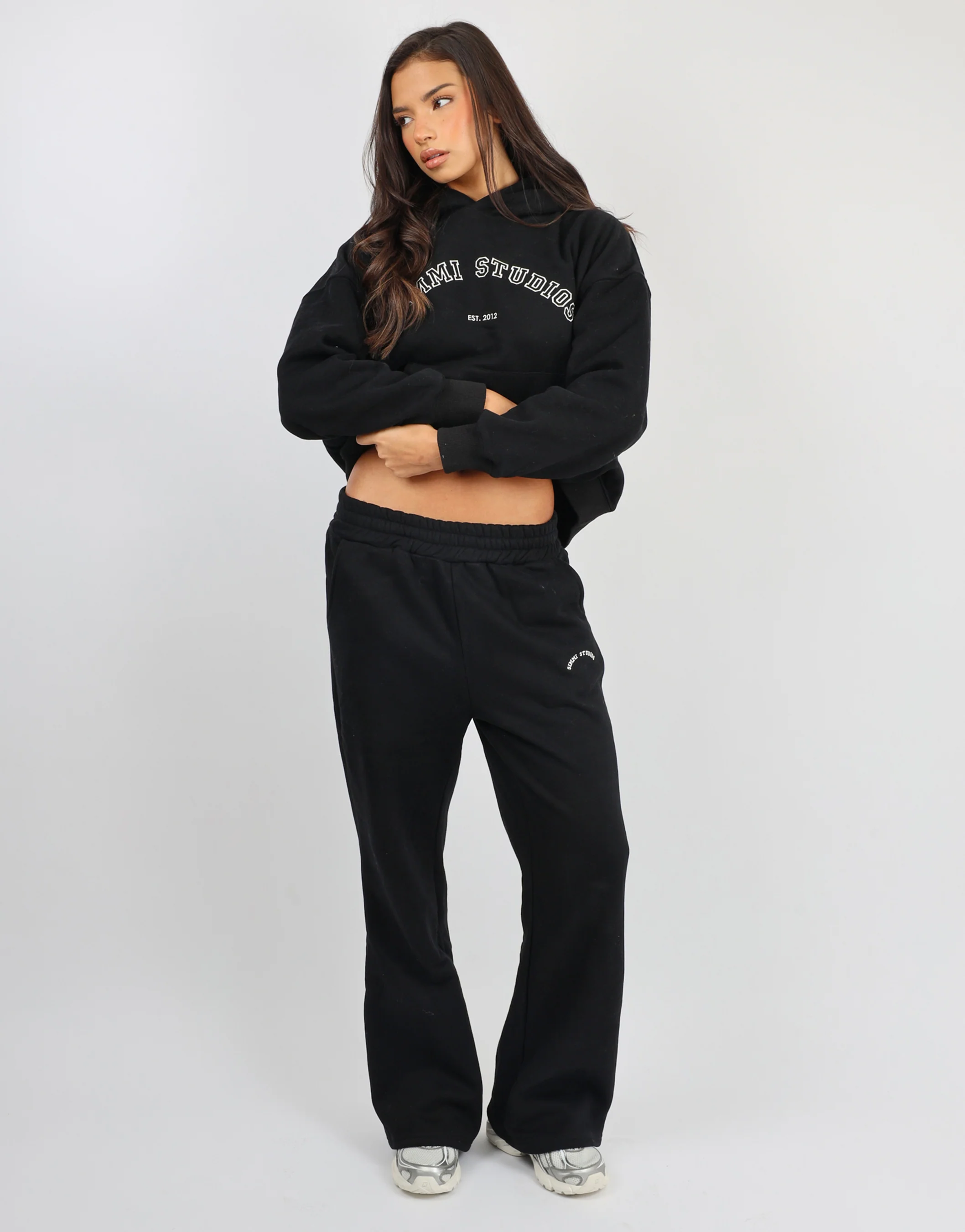 Maeve Simmi Studios Varsity Slogan Hoodie in Black - Image 2