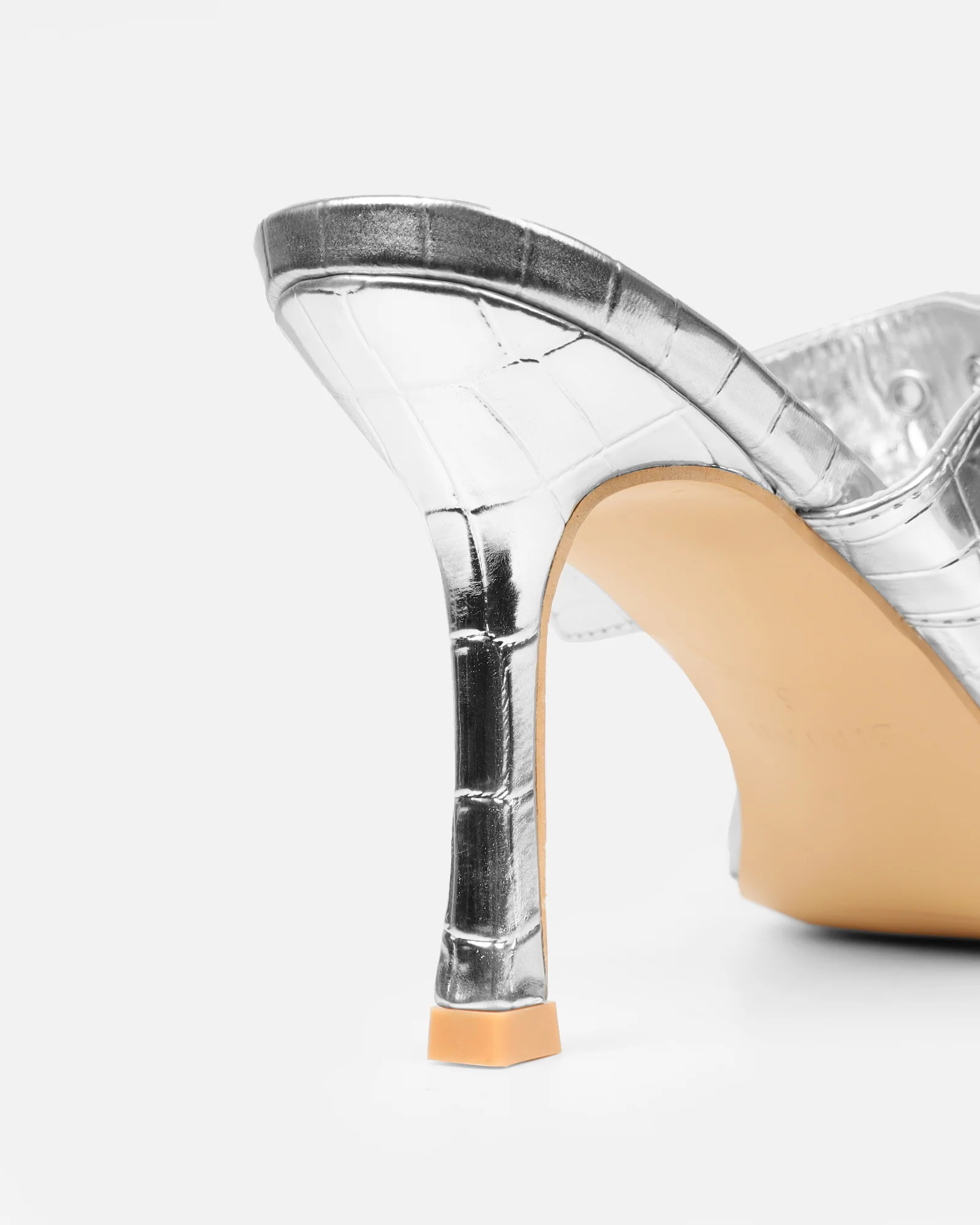 Magdalena Silver Faux Croc Print Heeled sandals - Image 3