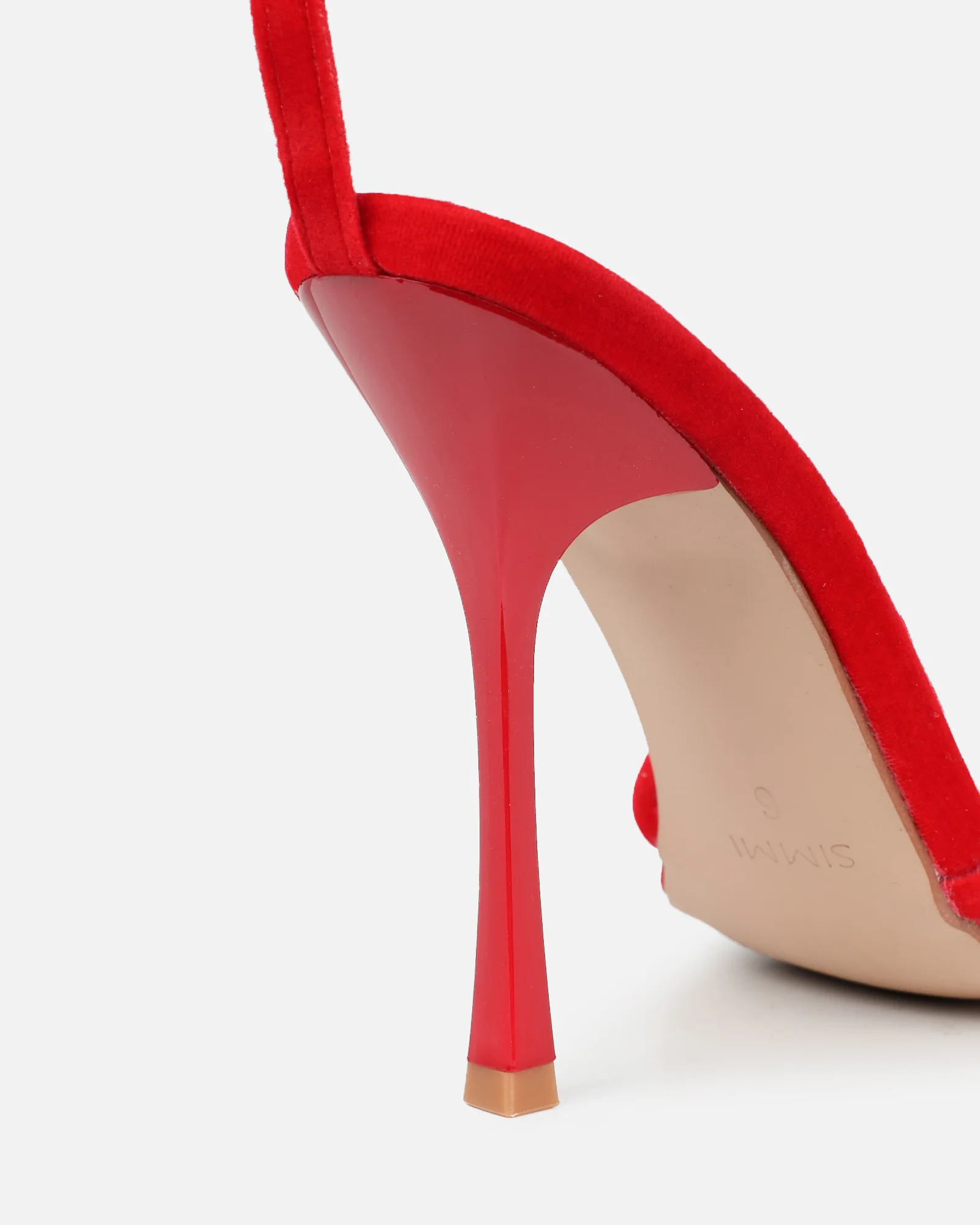 Malinda Red Velvet Heeled Sandals - Image 3