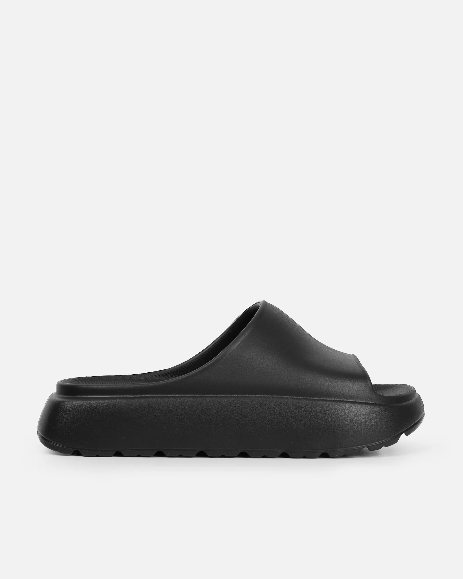 Malu Black Flatform Chunky Moulded Sliders - Image 2
