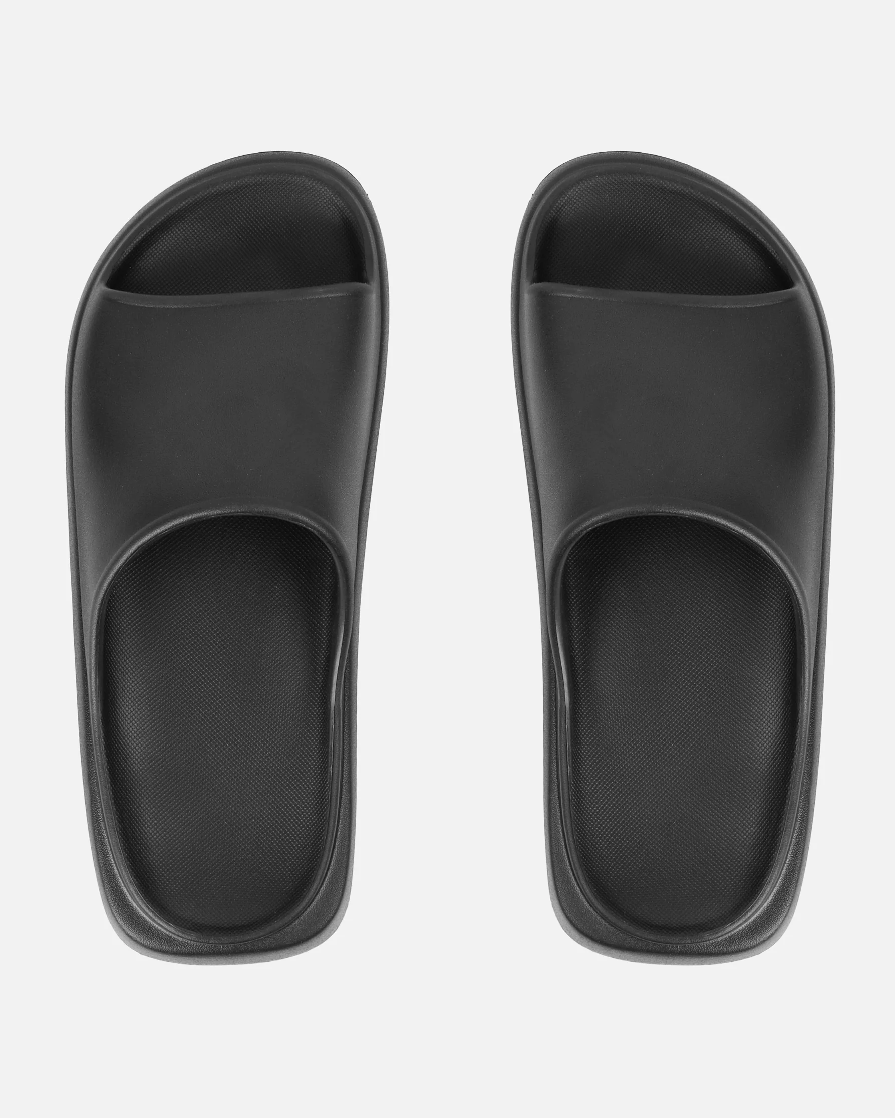 Malu Black Flatform Chunky Moulded Sliders - Image 3