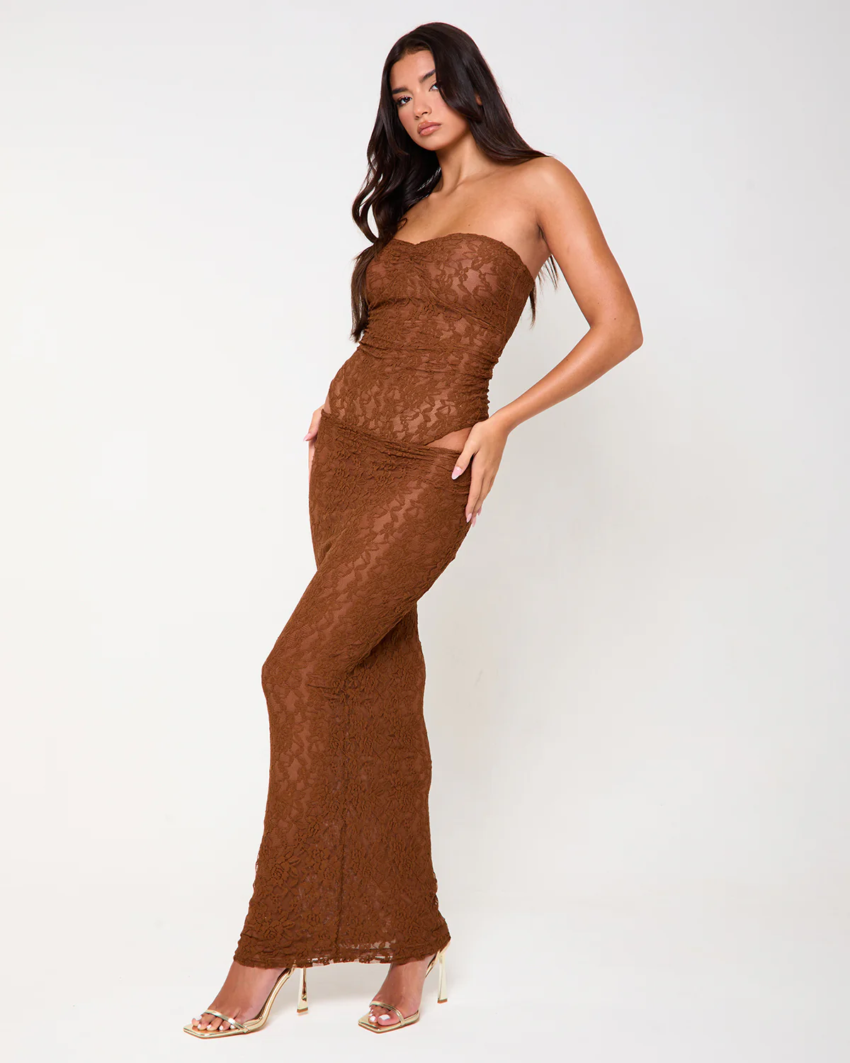 Manhattan Brown Lace Two Piece Set - Image 3
