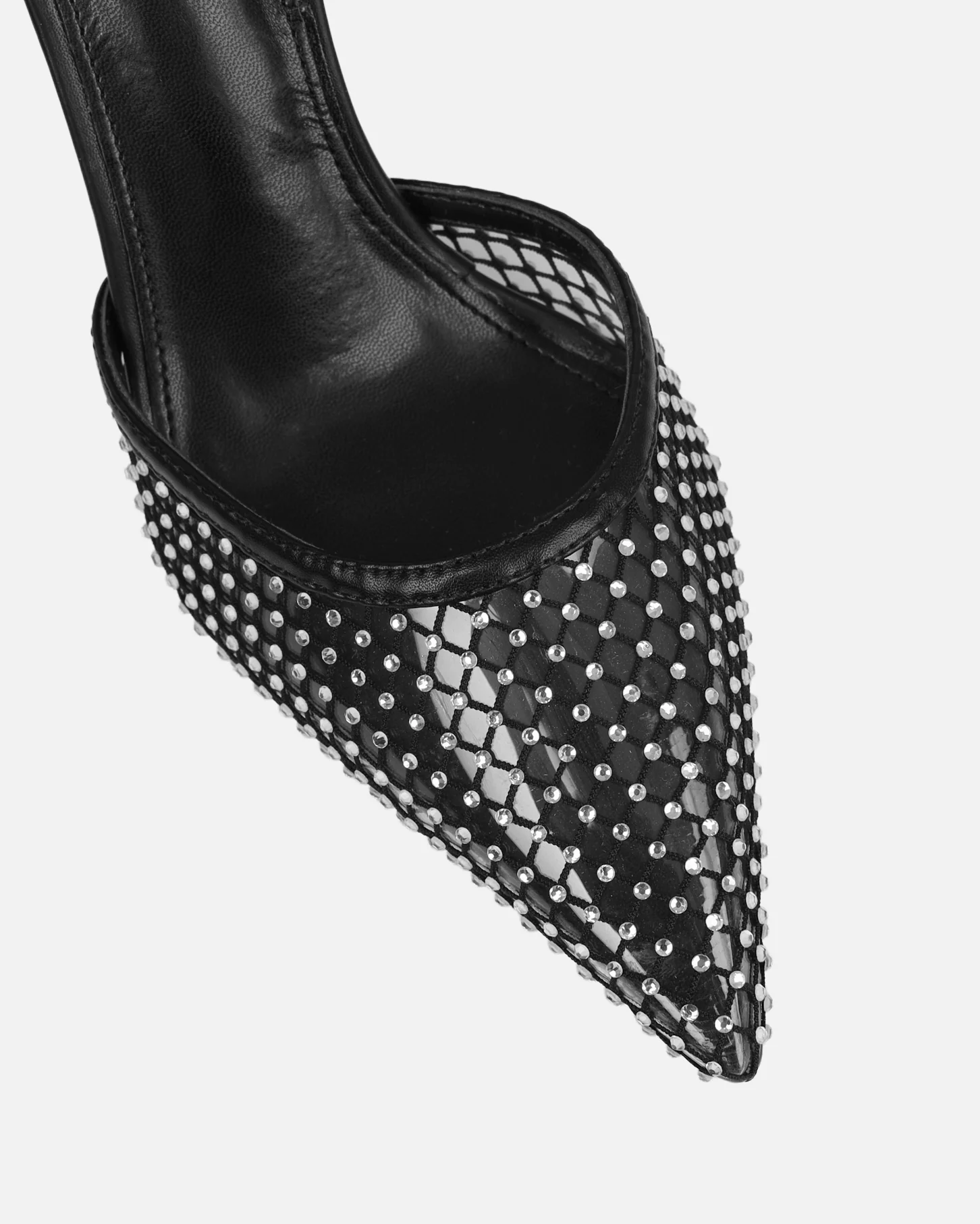 Manni Black Mesh Diamante Heels - Image 4