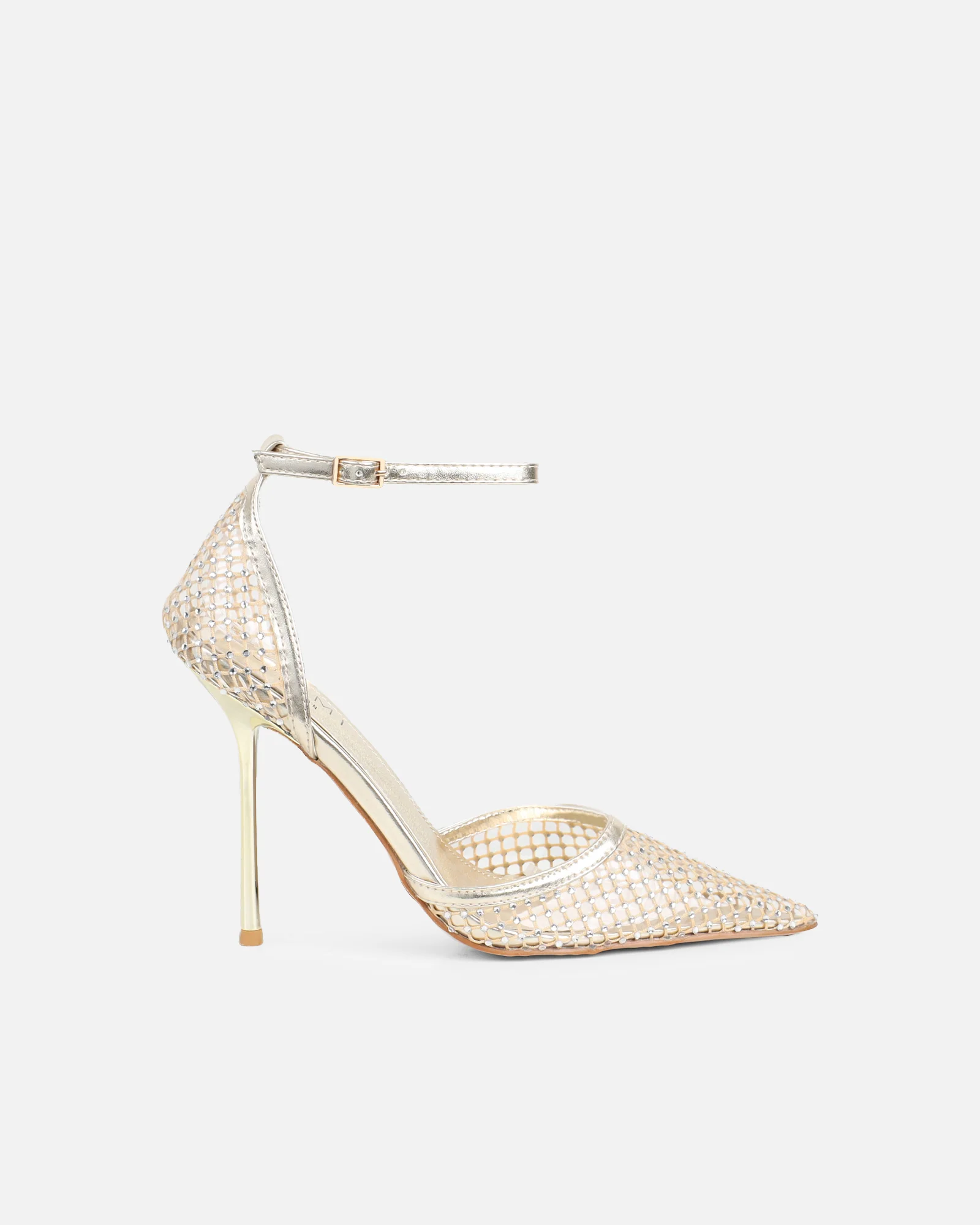 Manni Gold Mesh Diamante Heels - Image 2