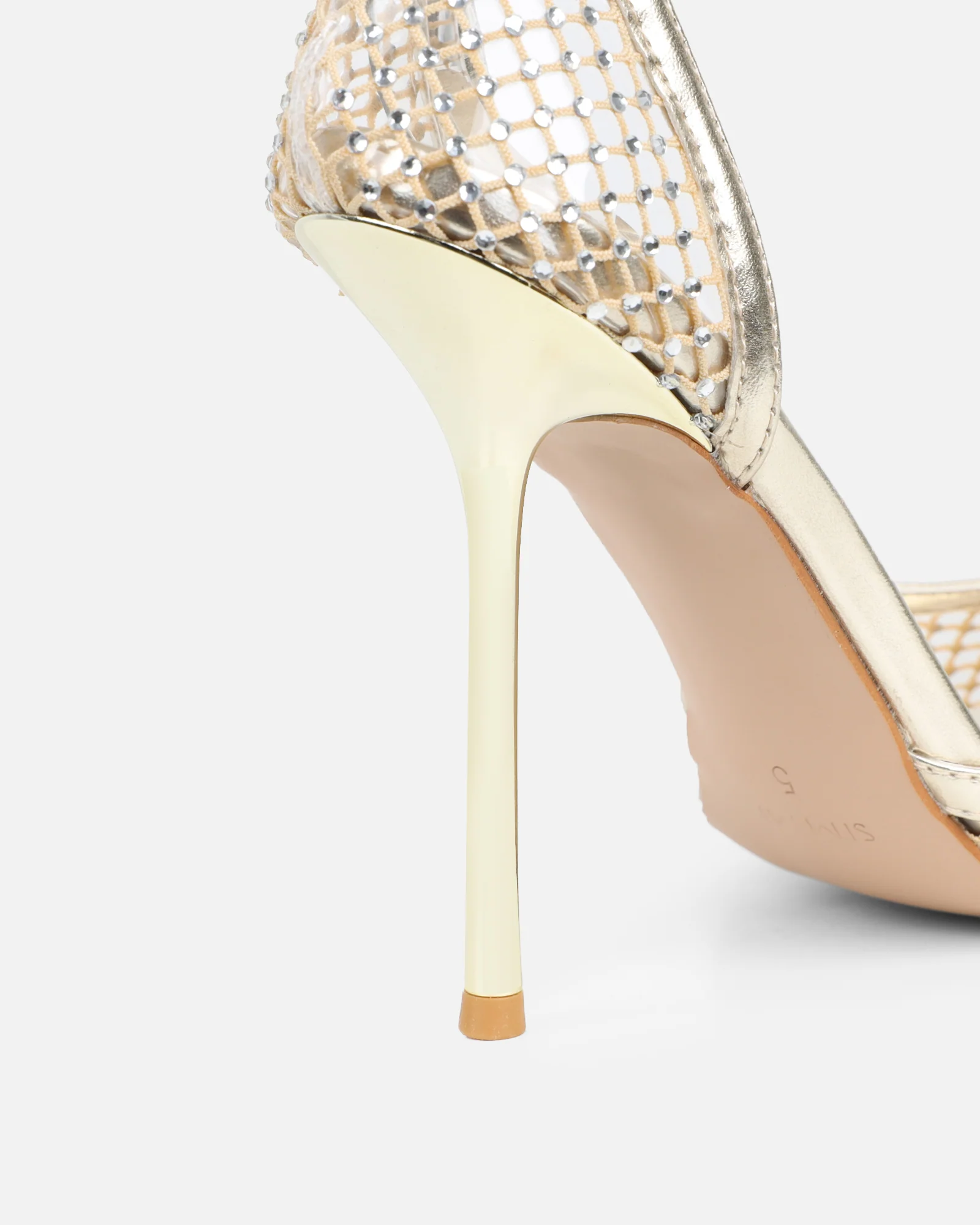 Manni Gold Mesh Diamante Heels - Image 3
