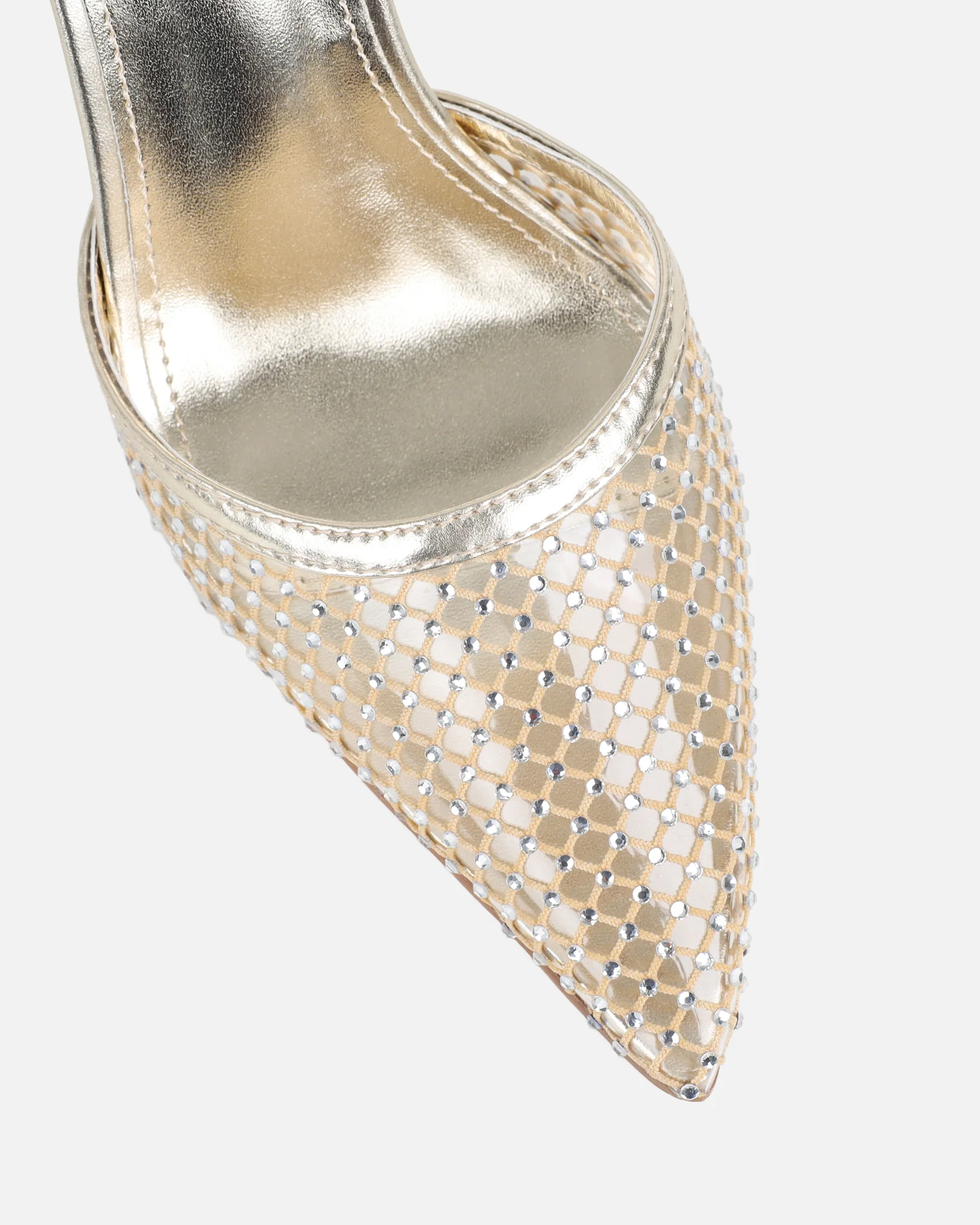 Manni Gold Mesh Diamante Heels - Image 4