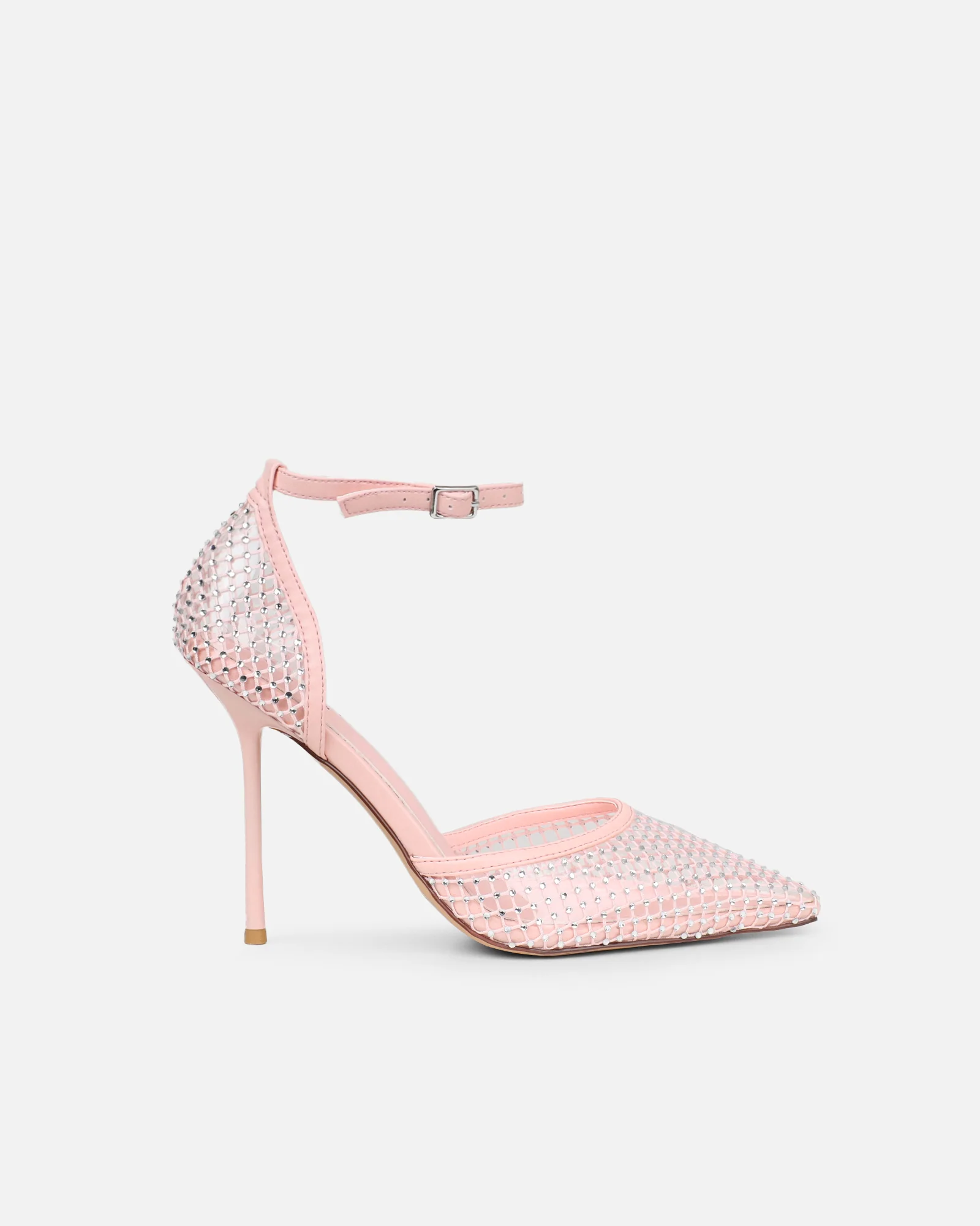 Manni Pink Mesh Diamante Heels - Image 2