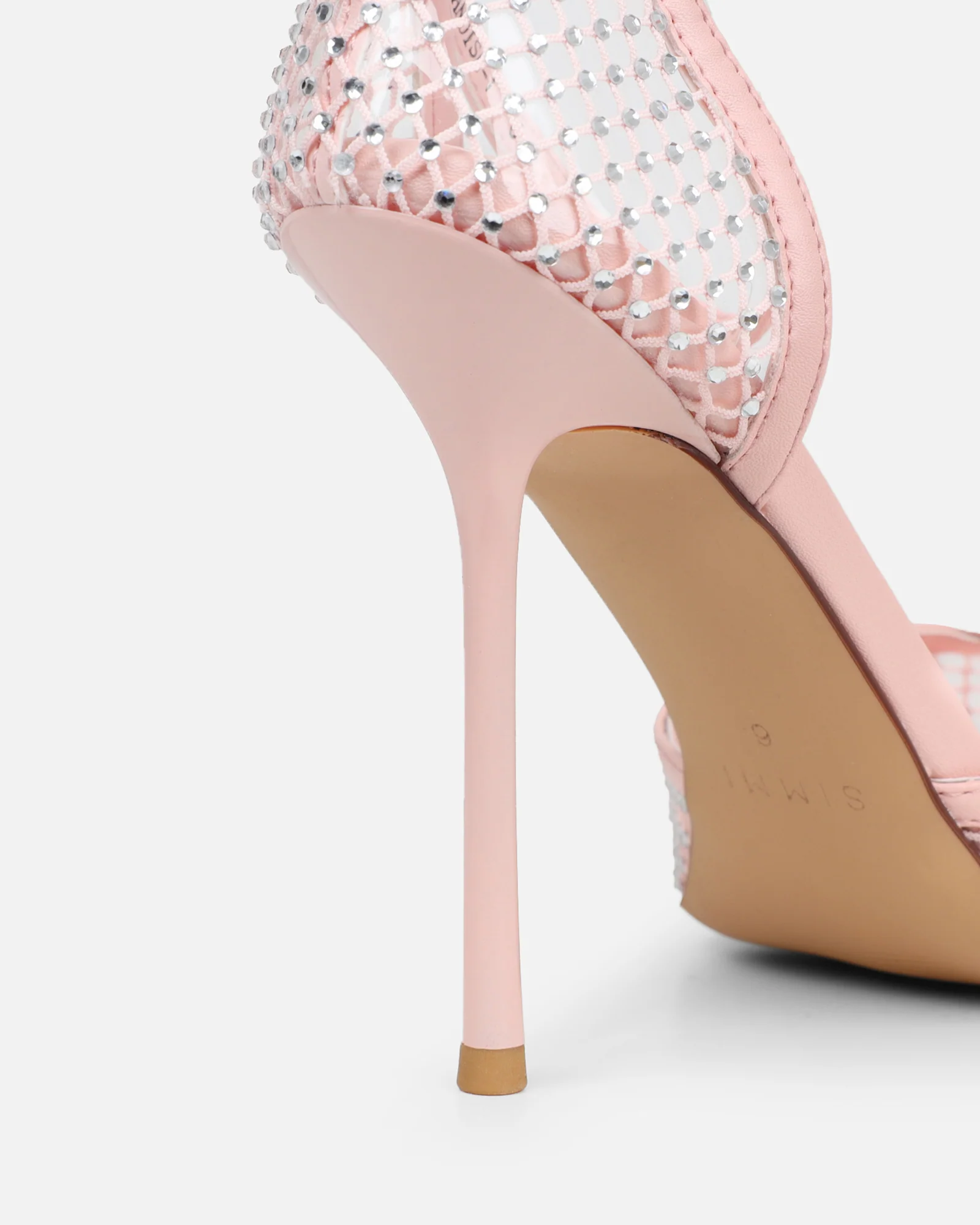 Manni Pink Mesh Diamante Heels - Image 3