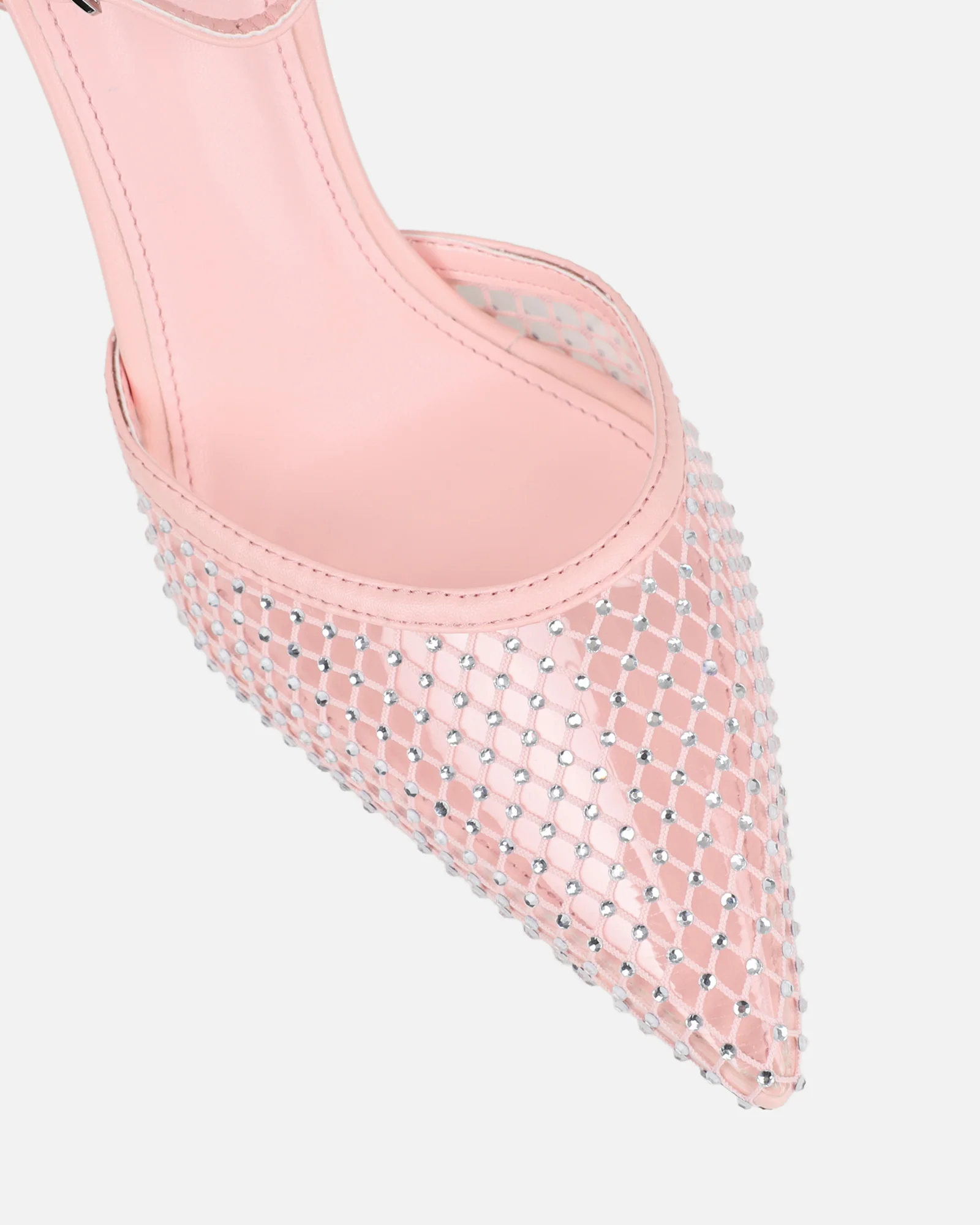 Manni Pink Mesh Diamante Heels - Image 4