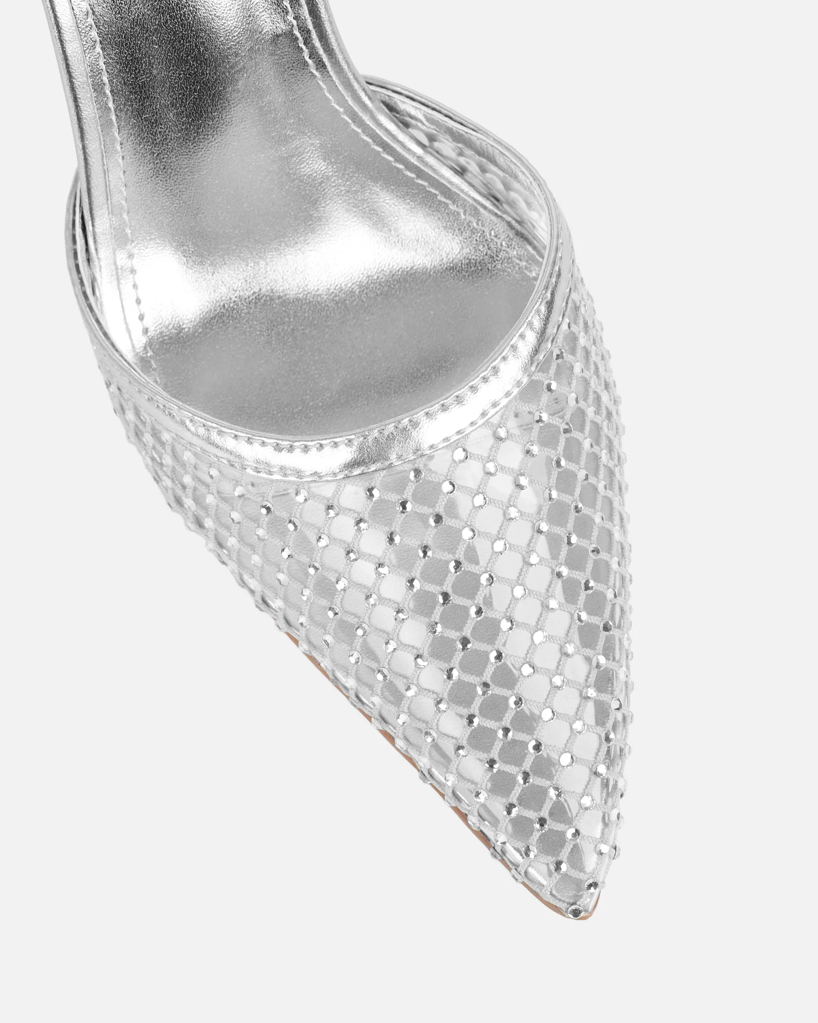 Manni Silver Mesh Diamante Heels - Image 4