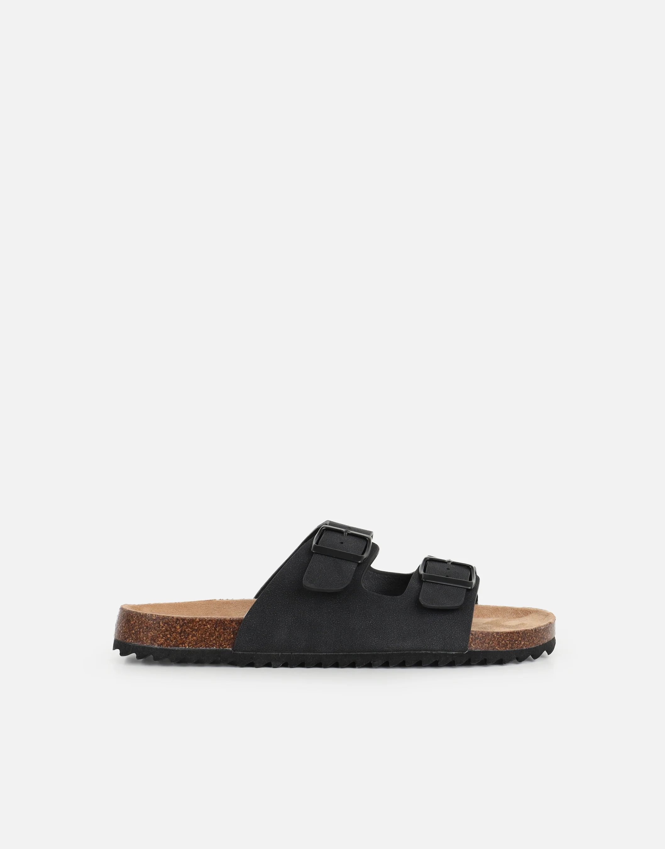 Manny Black Slip On Footbed Flat Sandals - Image 2