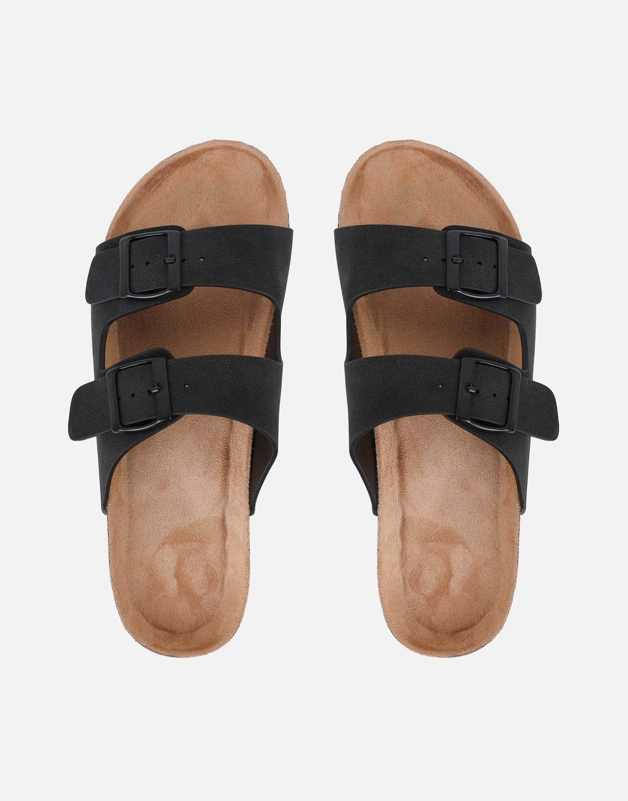 Manny Black Slip On Footbed Flat Sandals - Image 3