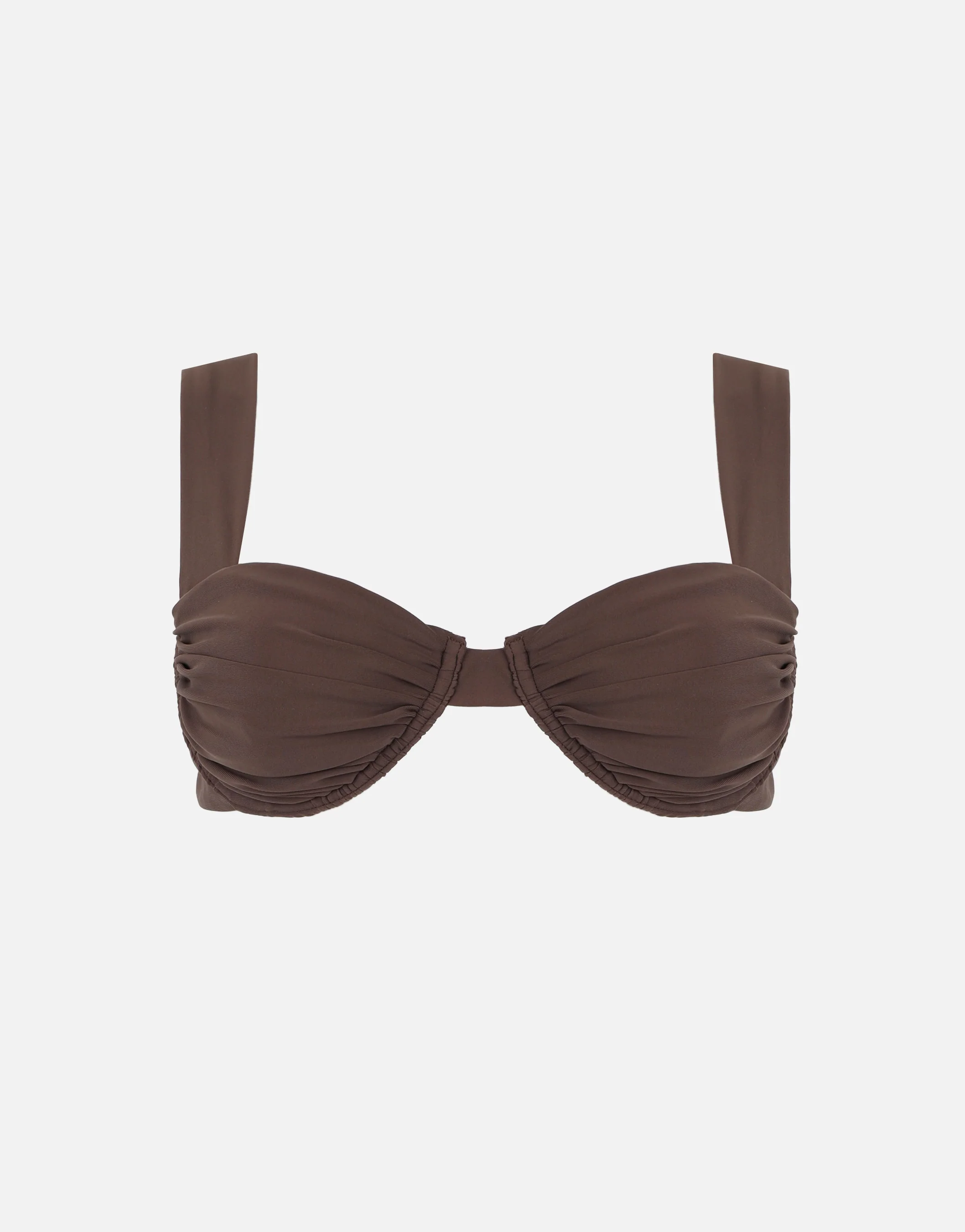 Mar Ruched Cup Bikini Top in Brown - Image 5