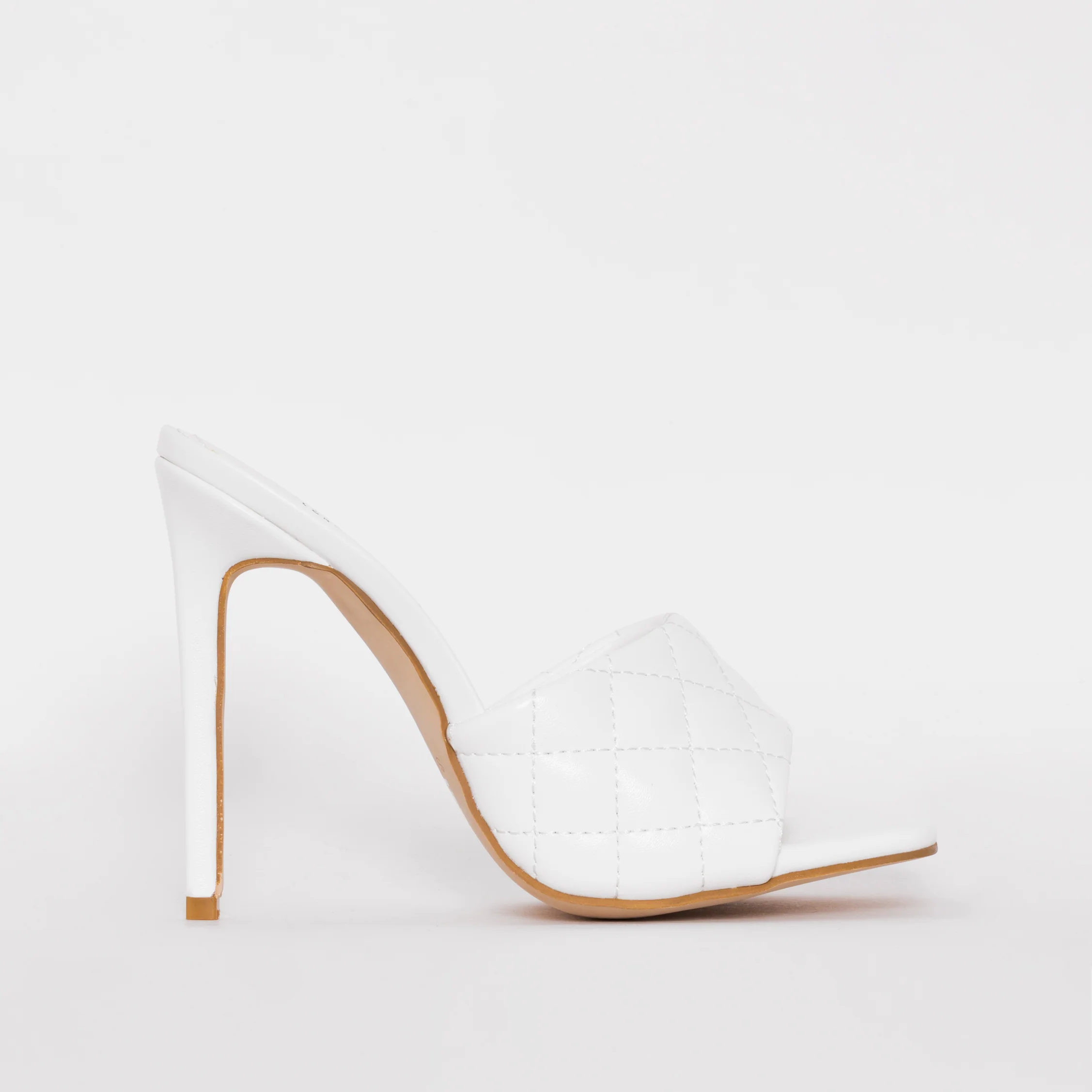 Marian White Quilted Mule Heels