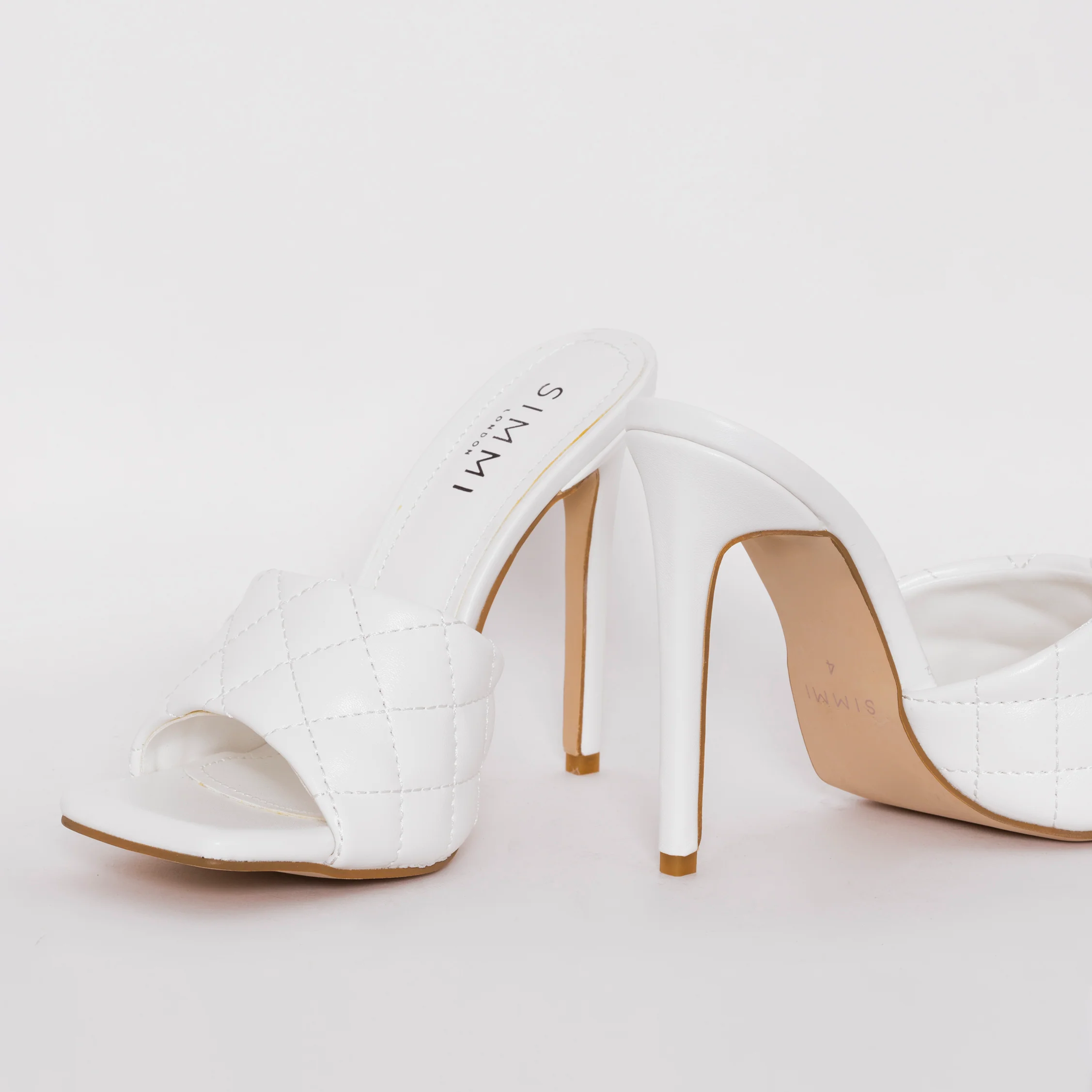Marian White Quilted Mule Heels - Image 4