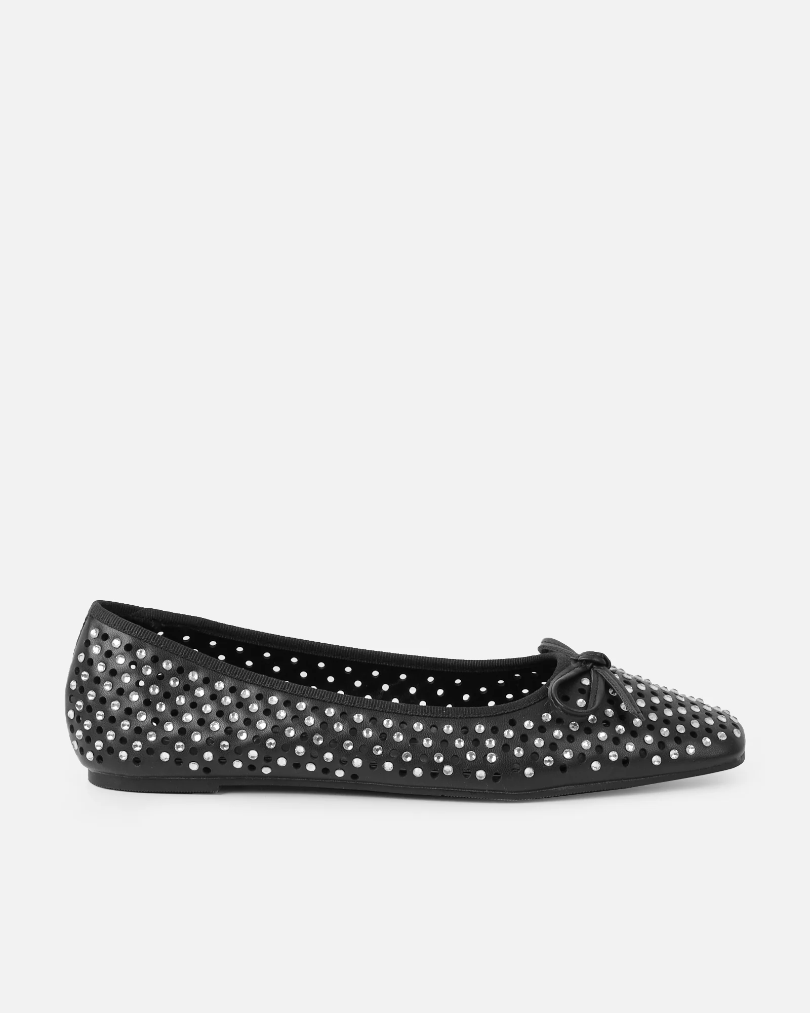 Mariay Black Diamante Ballet Flats - Image 2