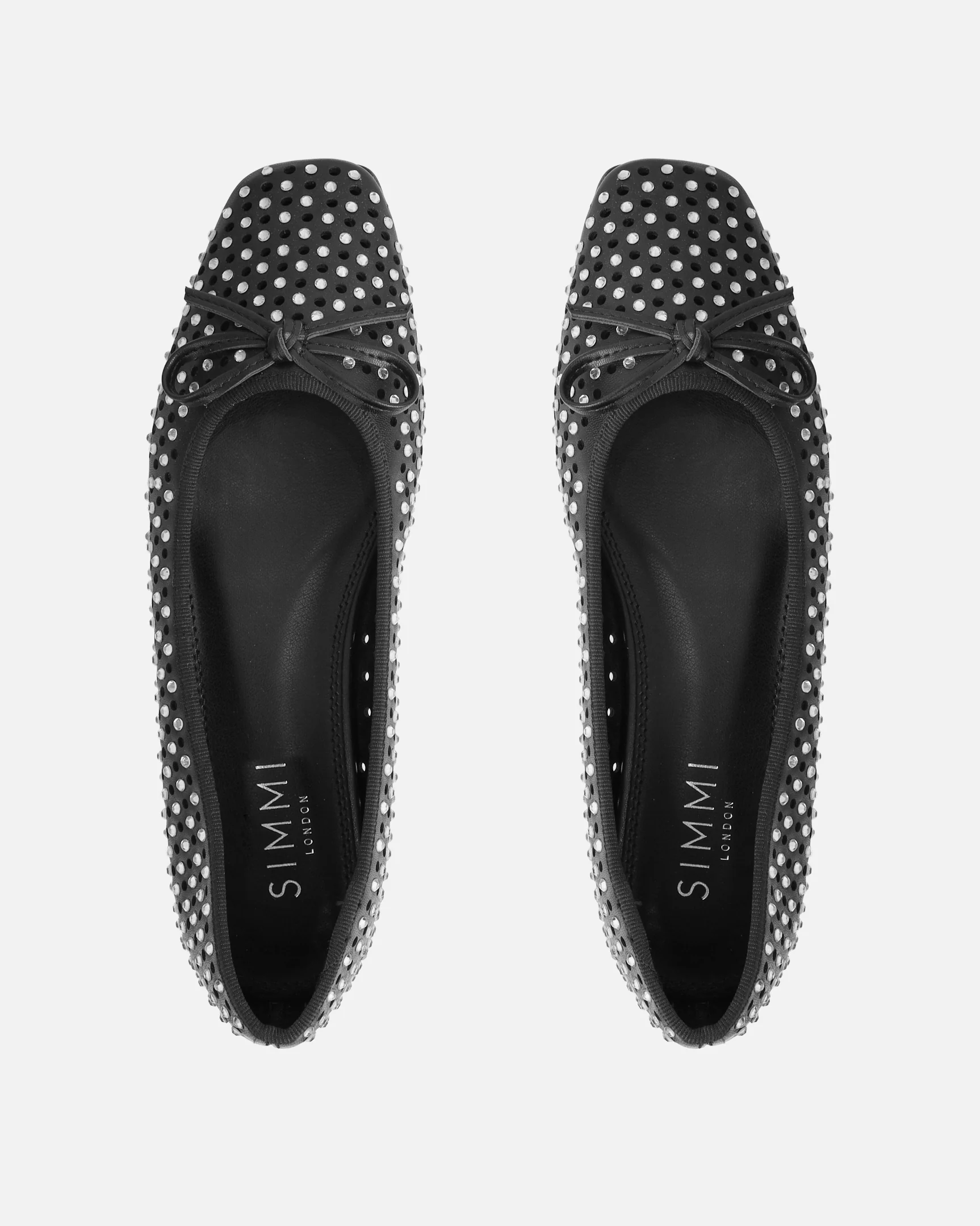 Mariay Black Diamante Ballet Flats - Image 3