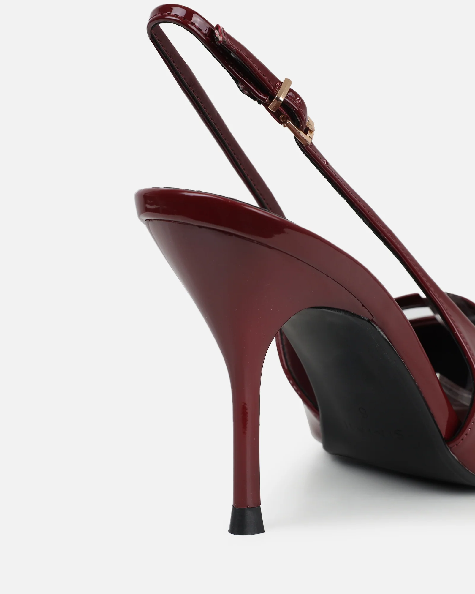 Marika dark red patent buckle detail slingback courts - Image 3