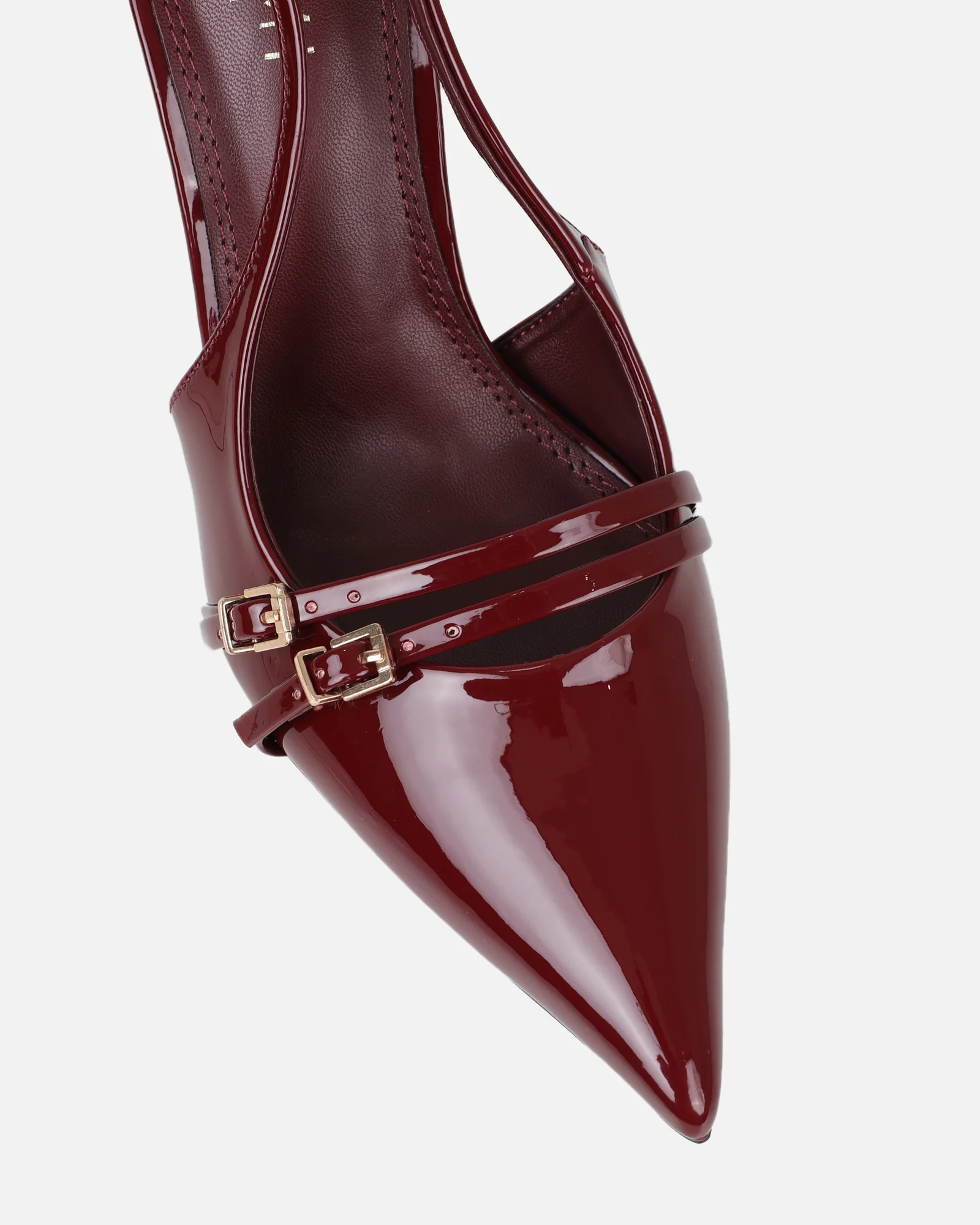 Marika dark red patent buckle detail slingback courts - Image 4