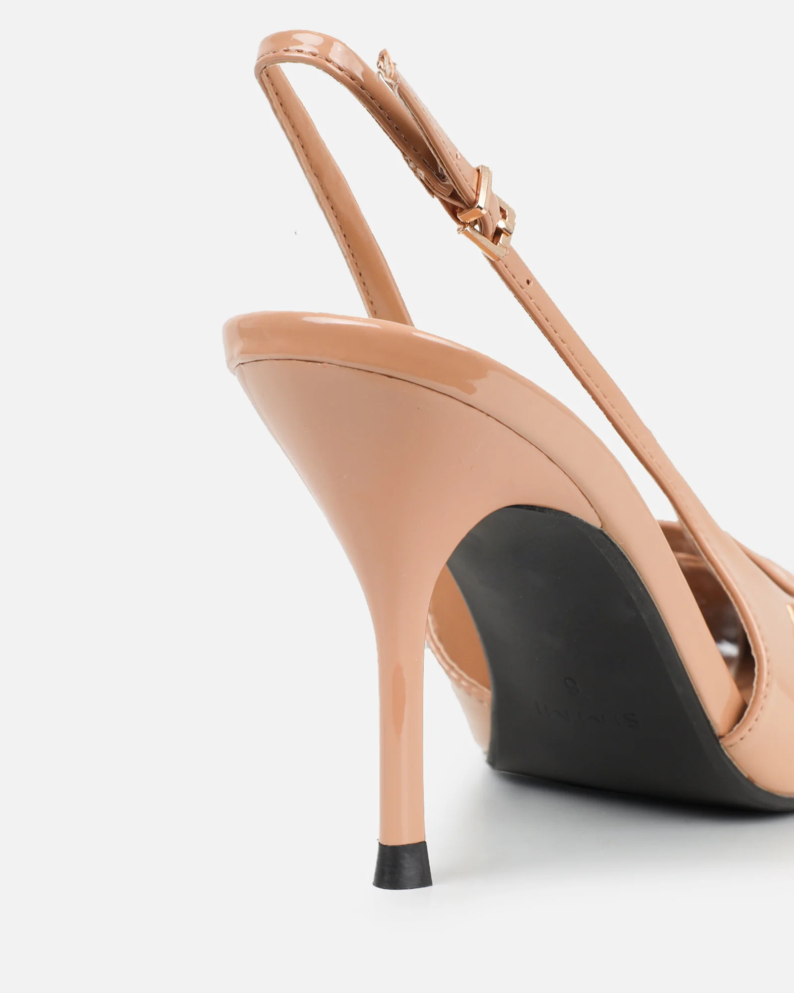 Marika nude patent buckle detail slingback courts - Image 3