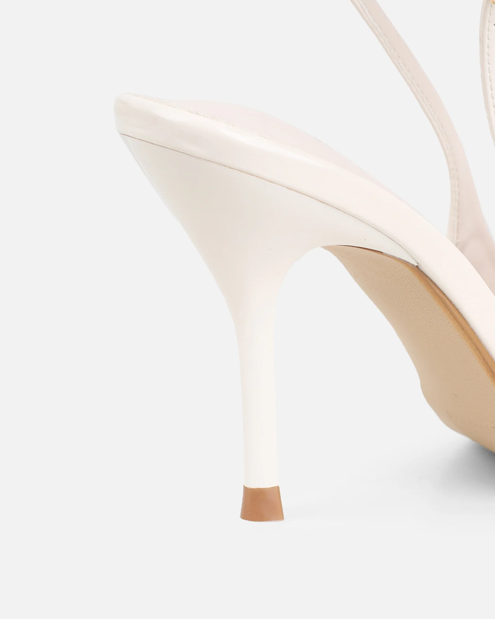 Marika White Patent Buckle Detail Slingback Courts - Image 3