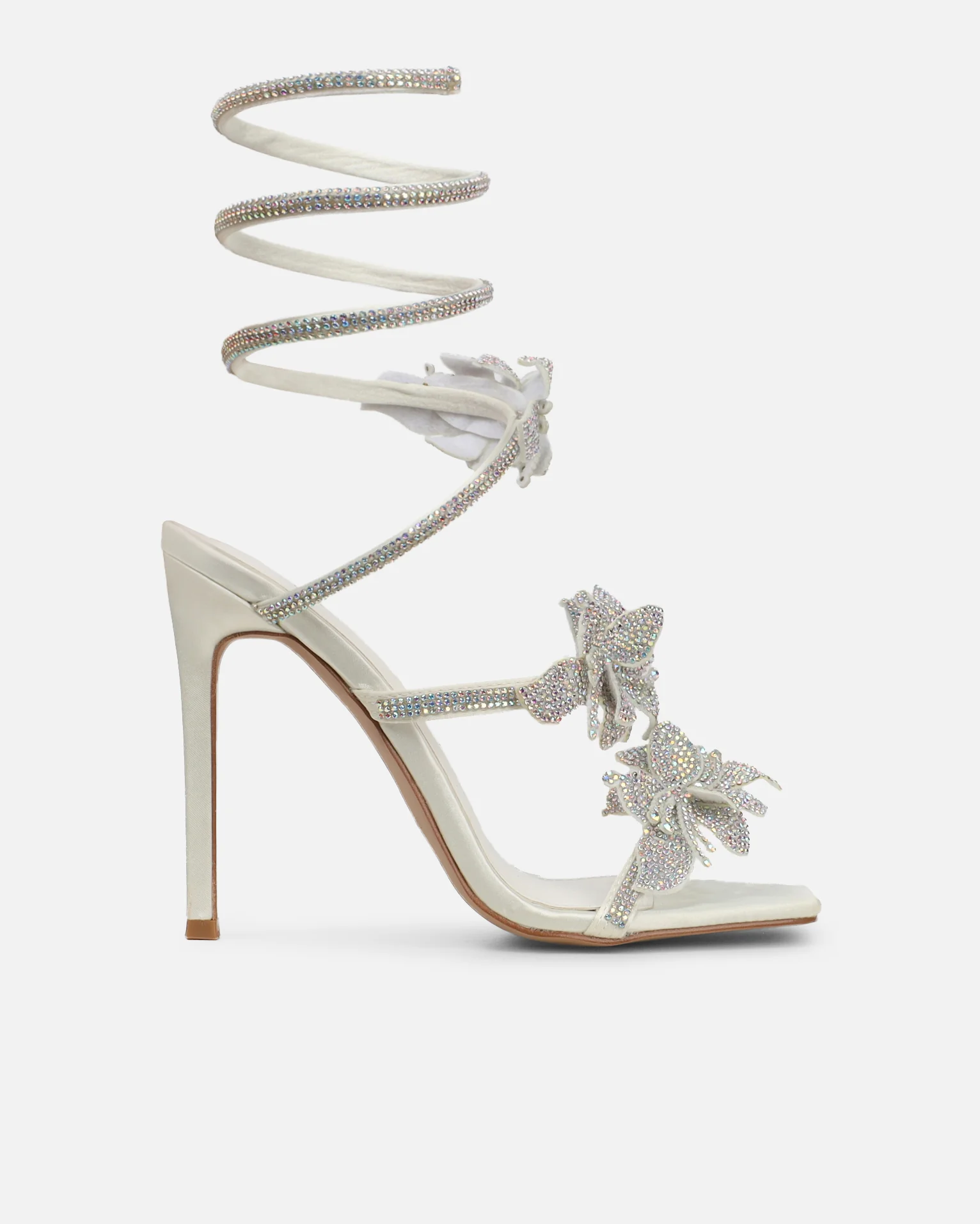 Marium White Spiral Flower Heeled Sandals - Image 2